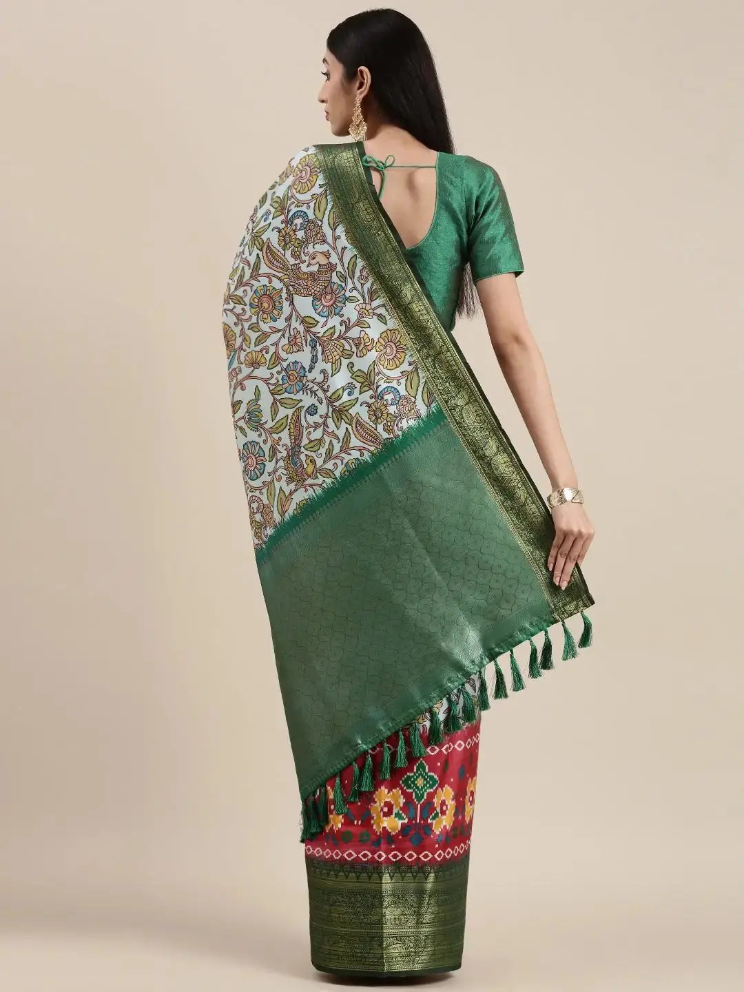 Kanjivaram Zari Silk Saree With Ethnic Motifs Work