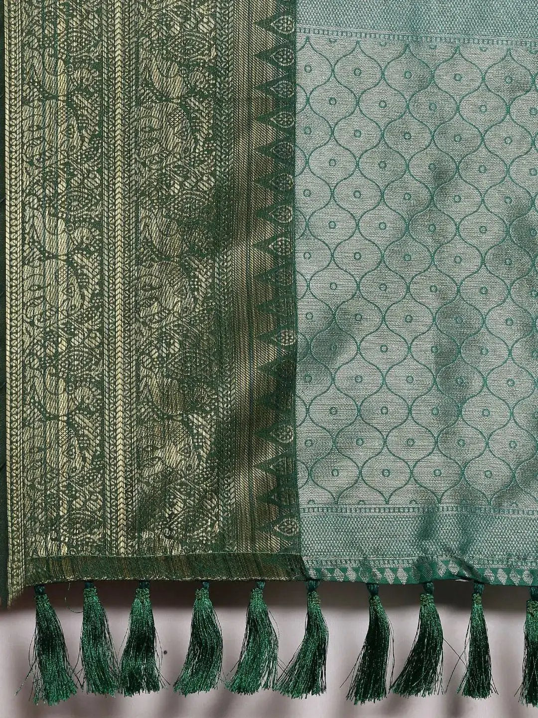 Kanjivaram Zari Silk Saree With Ethnic Motifs Work