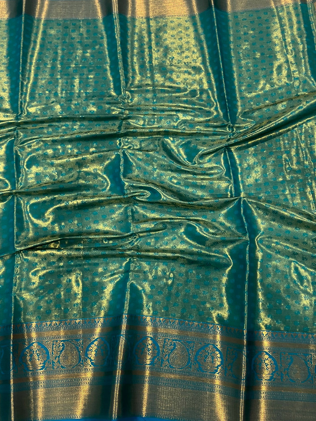 Radiant Rama Butterfly Floral Dharmavaram Saree