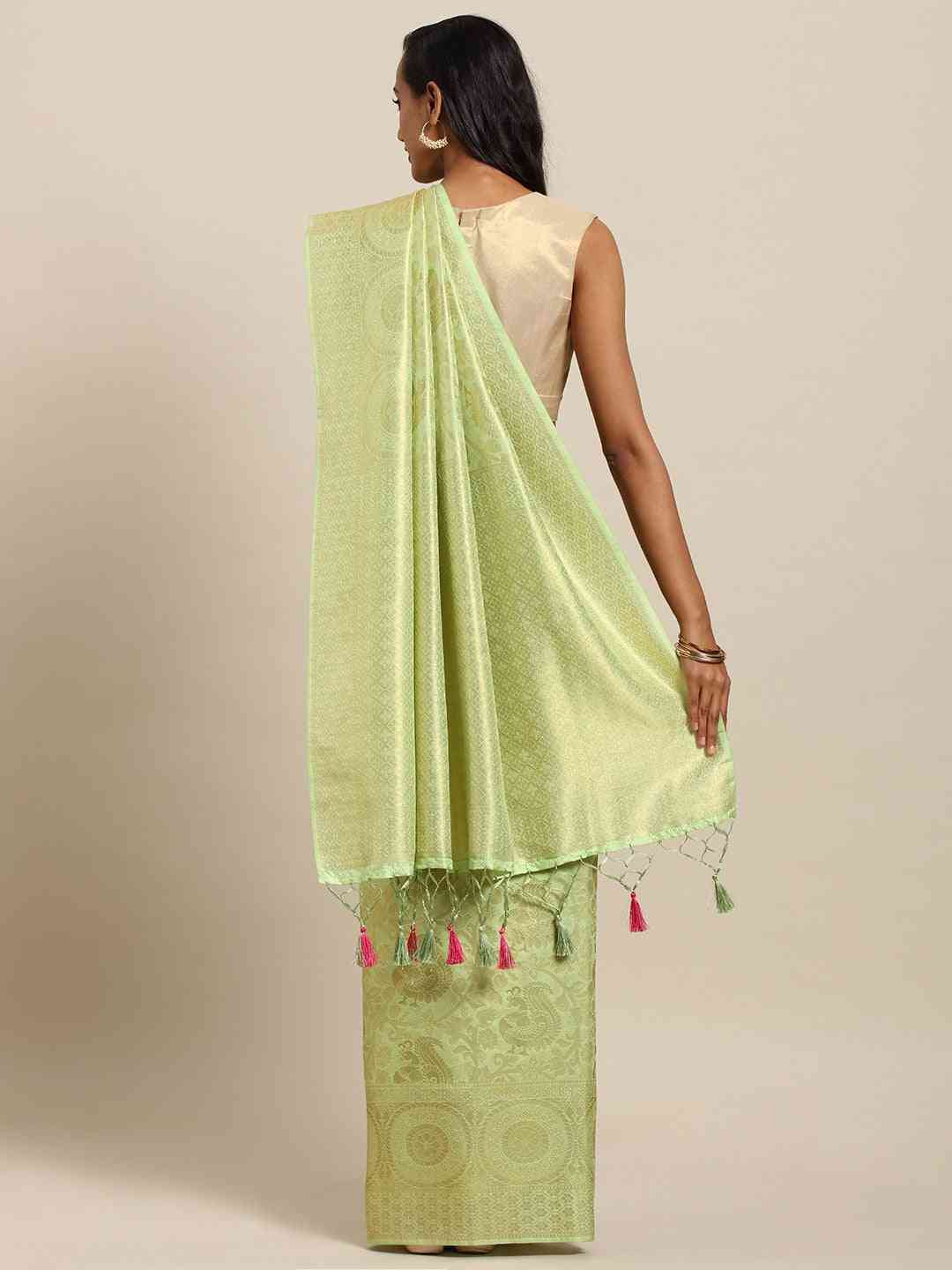 Baluchari Pista Colour Silk Blend Saree