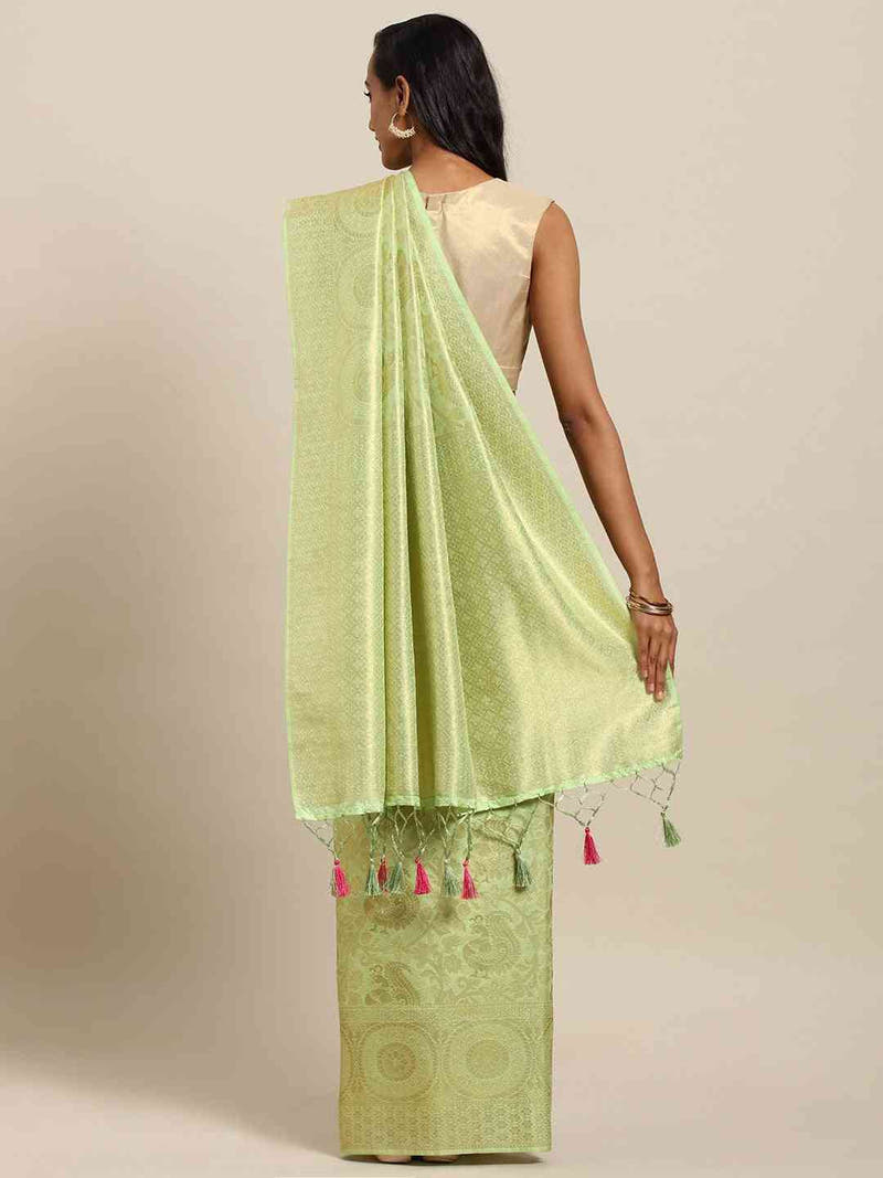 Baluchari Pista Colour Silk Blend Saree