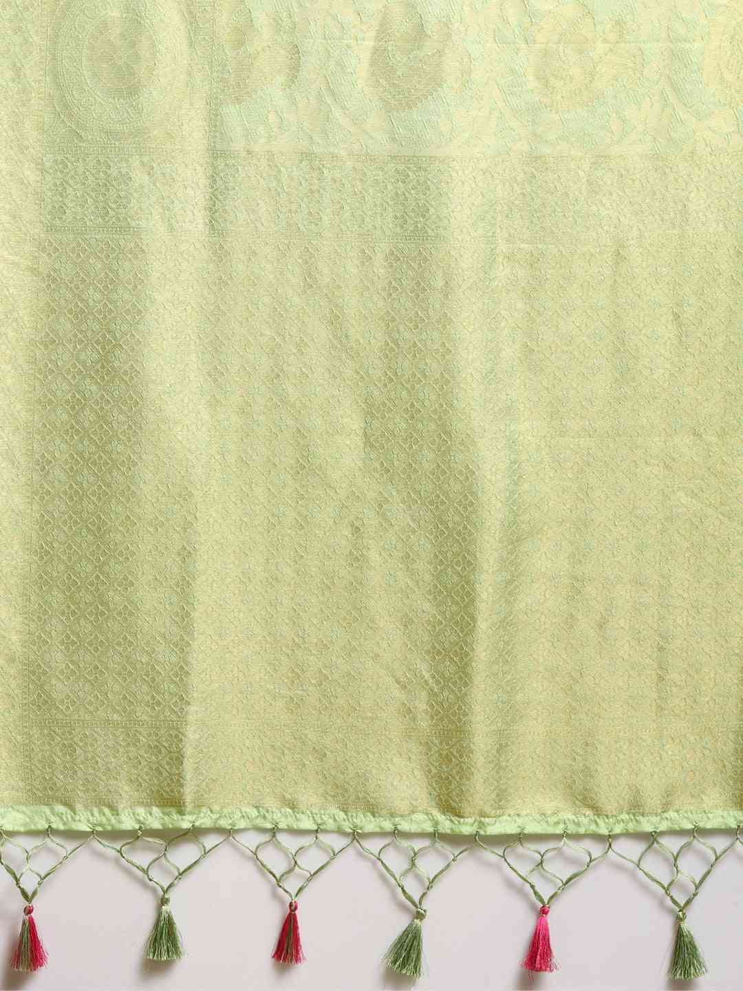 Baluchari Pista Colour Silk Blend Saree