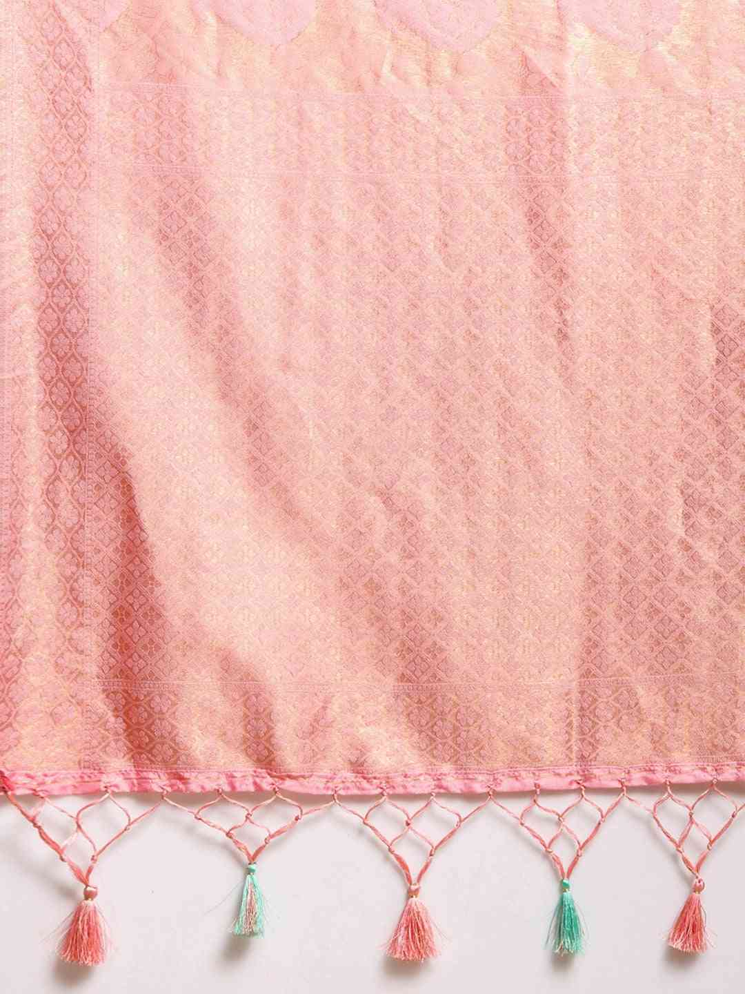 Stylish Baluchari Pink Colour Silk Saree