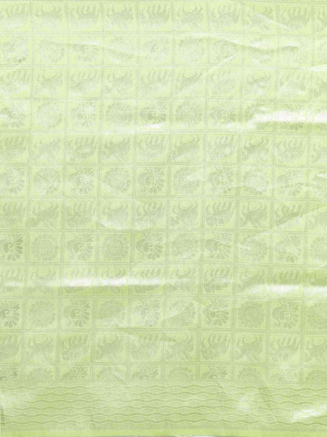 Baluchari Pista Colour Silk Blend Woven Design Saree