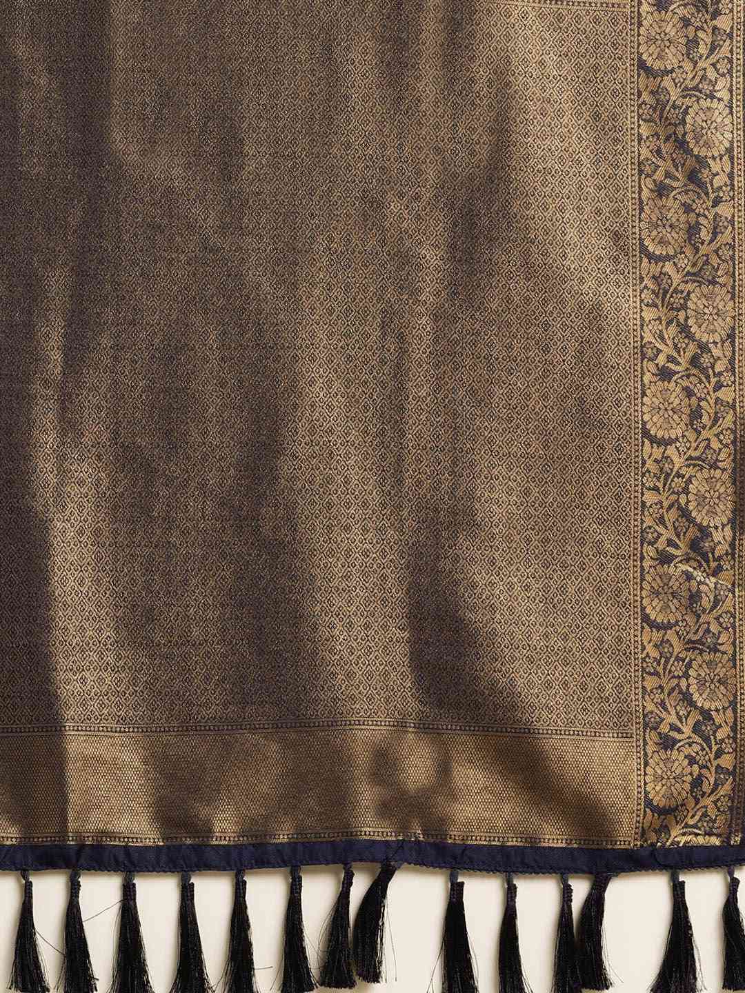 Navy Colour Silk Blend Banarasi Saree