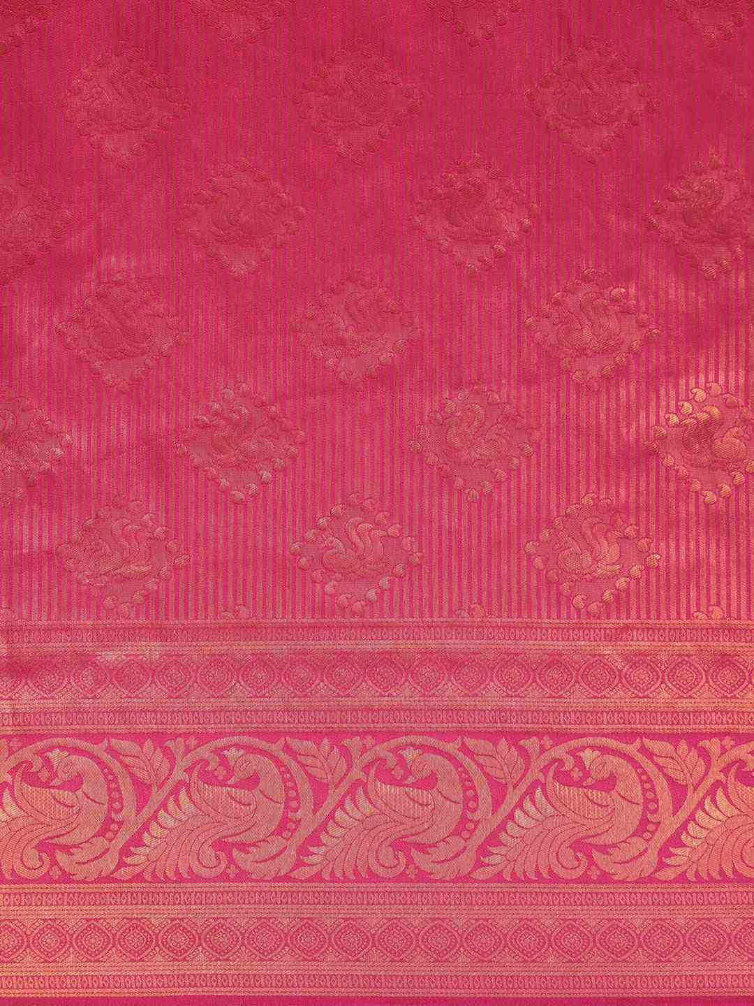 Stylish Pink Silk Blend Banarasi Saree