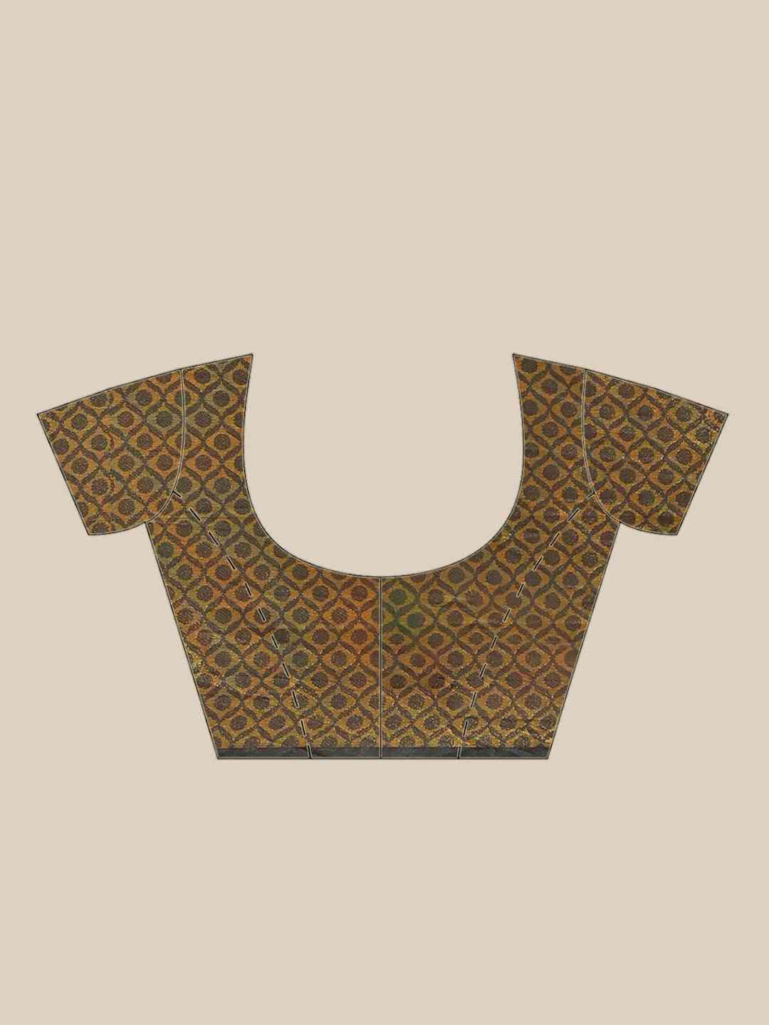 Silk Blend Black Colour Saree with Golden Zari Work