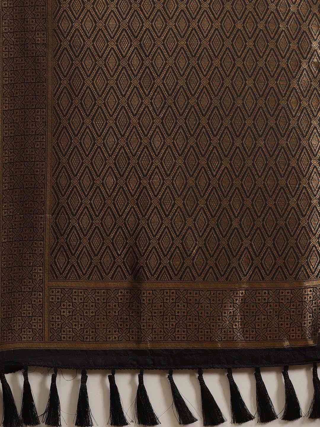 Trendy Black Colour Woven Design Banarasi Saree