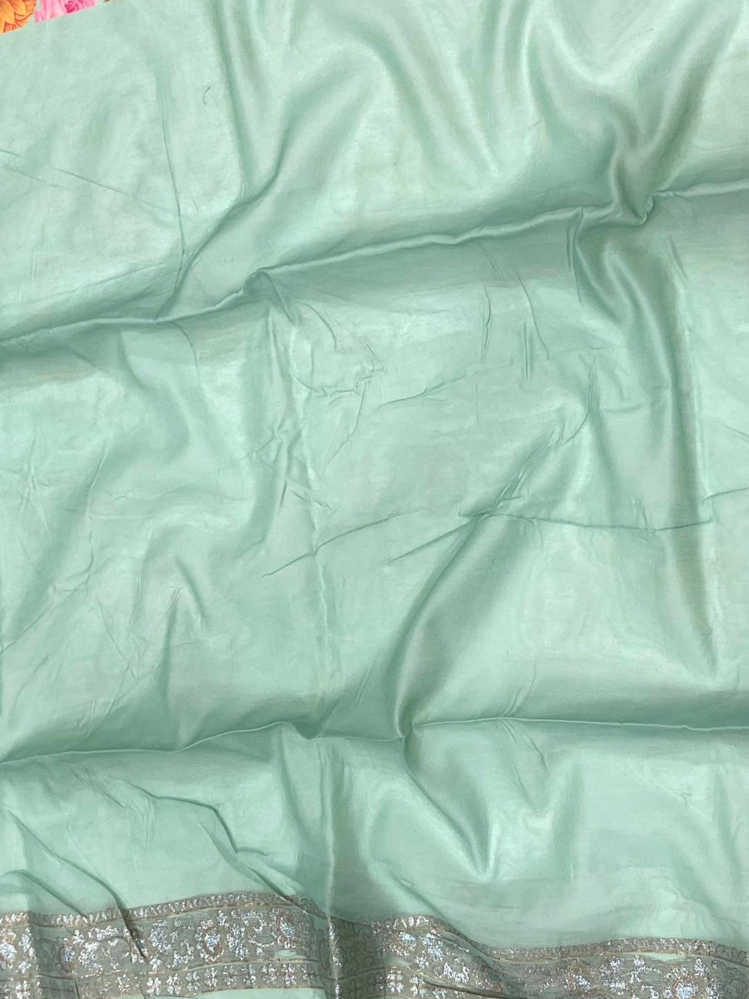 Light Green Lakhnavi Bandla Zari Weaving Saree