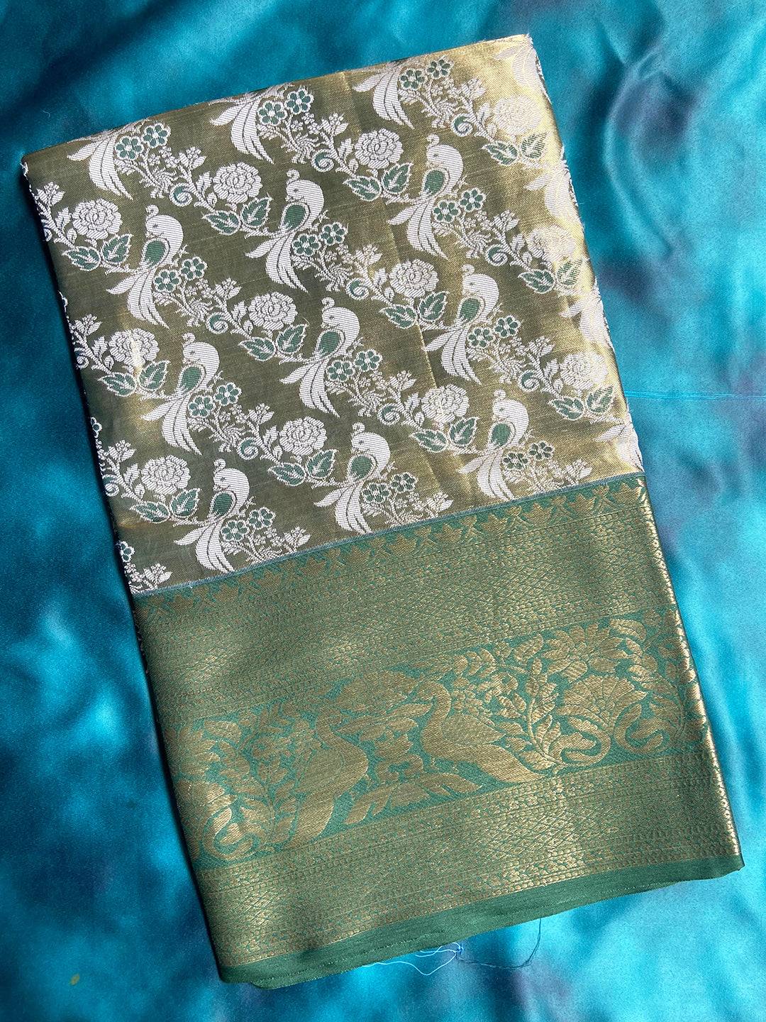 Jade Green And Gold Spero Saree