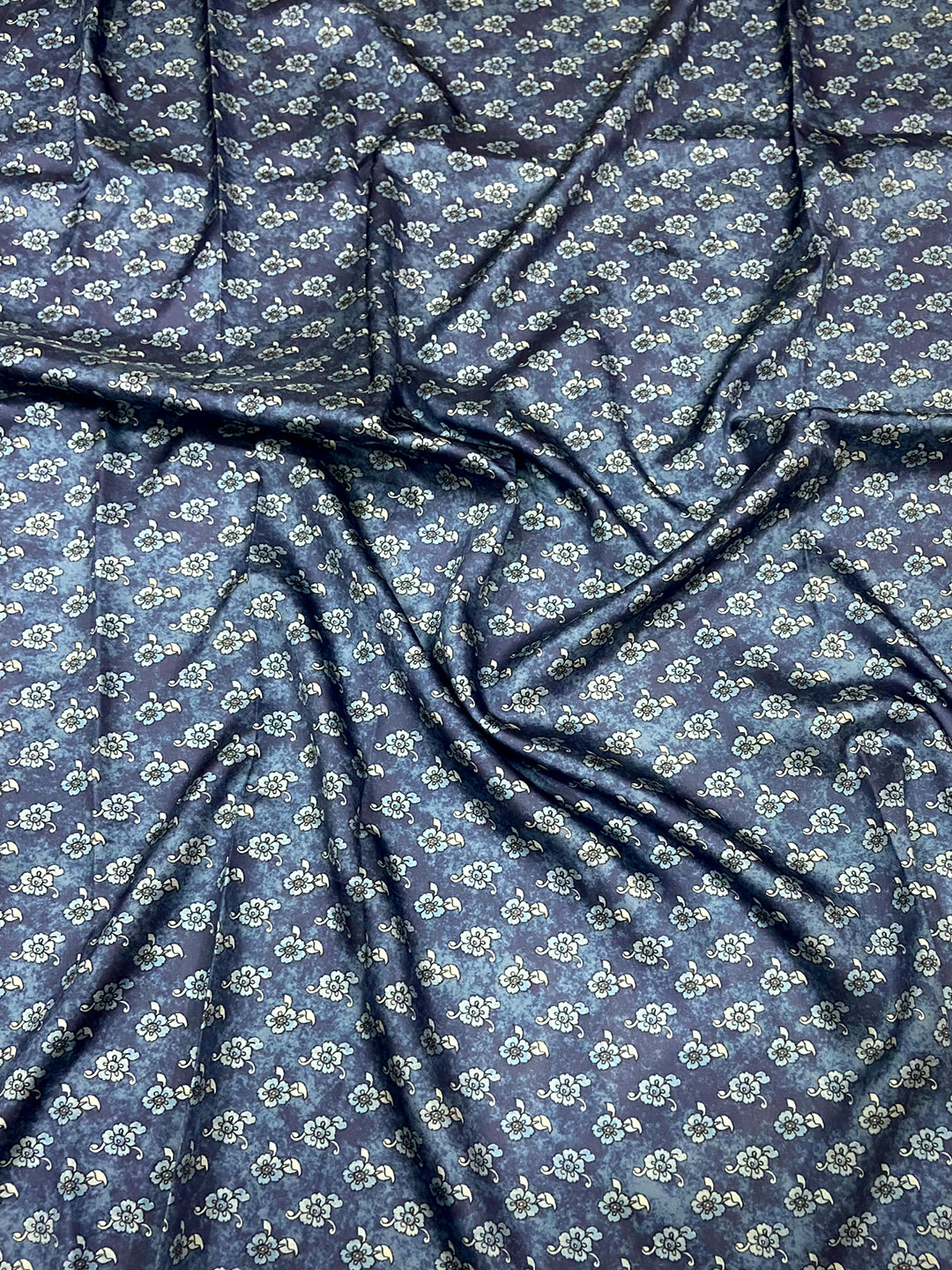 Steel Blue Kalamkari Floral Print Gamthi Saree