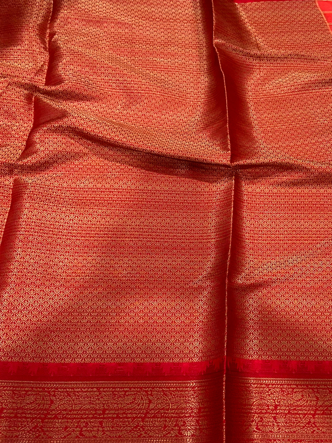 Red Kovai Rettapet Border Geometric Saree