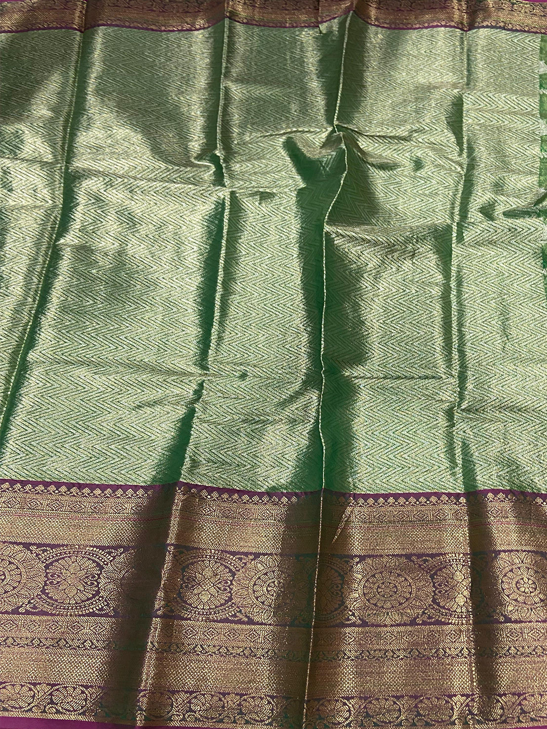 Green One Gram Gold Tissue Silk Saree