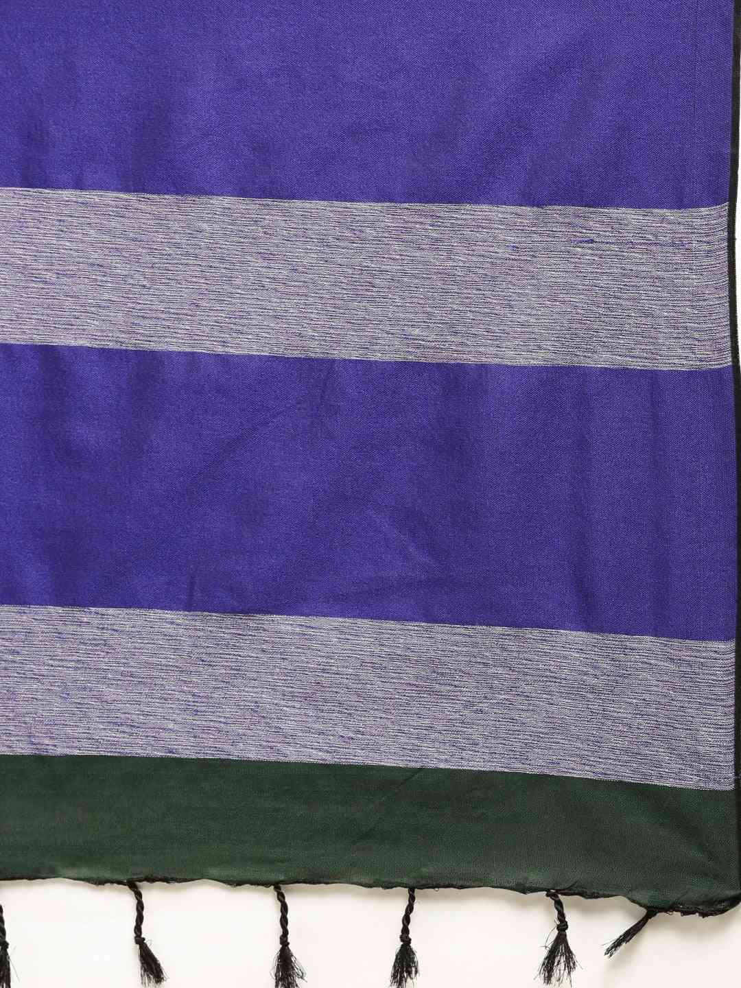 Olive Green & Blue Colour Linen Banarasi Saree