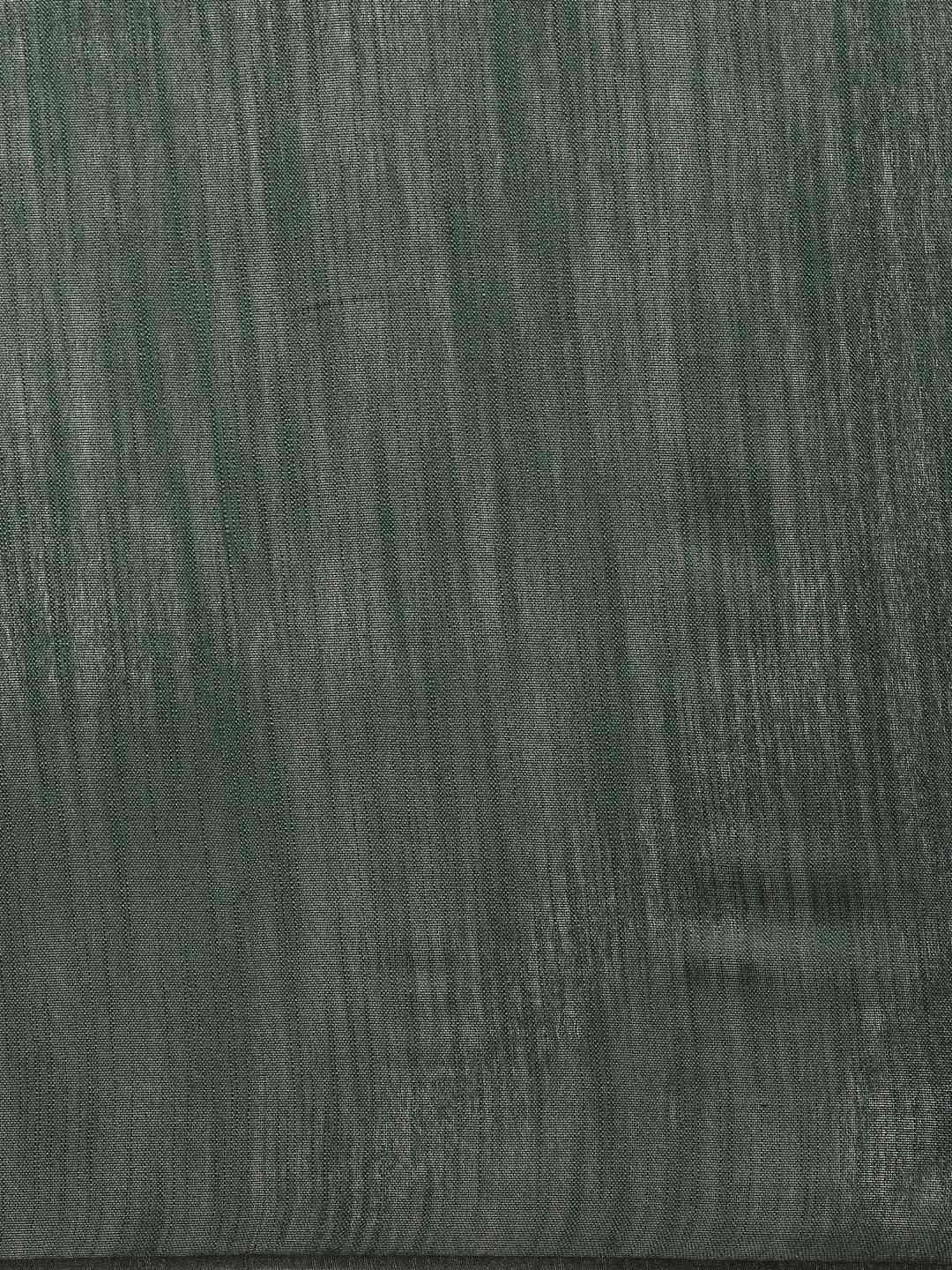 Olive Green & Blue Colour Linen Banarasi Saree