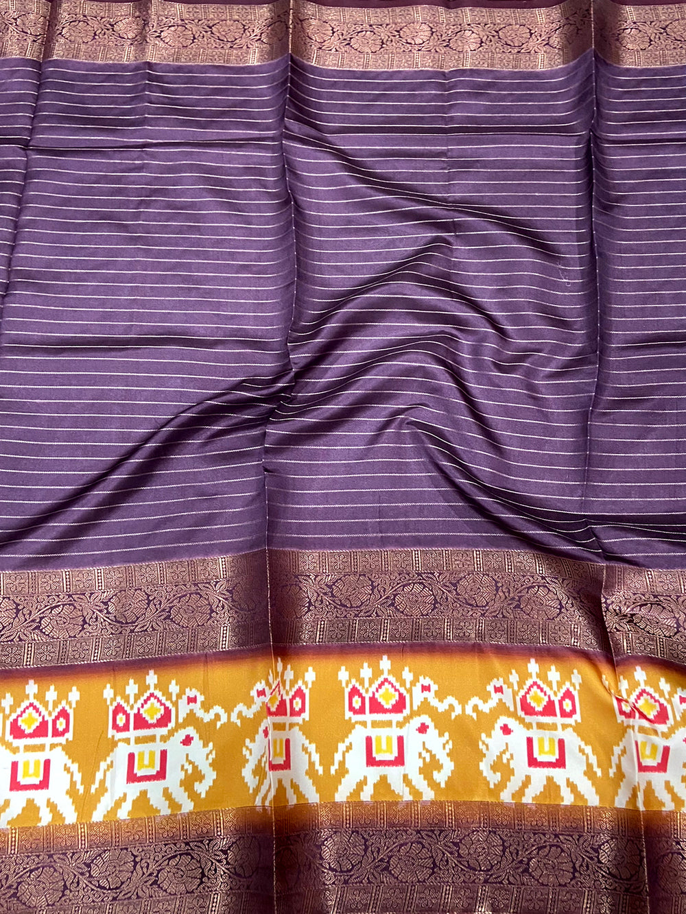 Geometric Elegance Ikkat Saree
