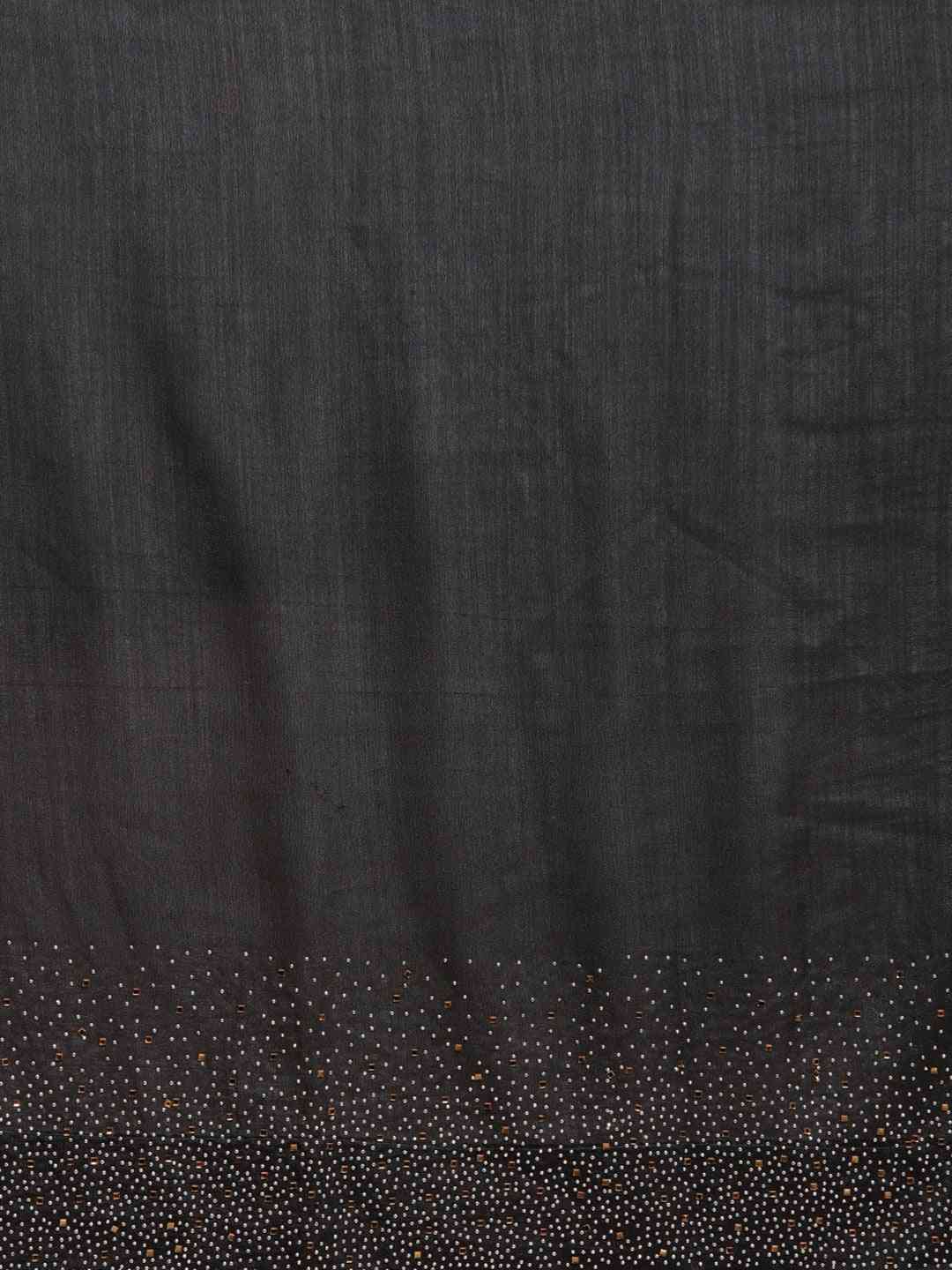Black Colour Embellished Poly Silk Saree with Blouse