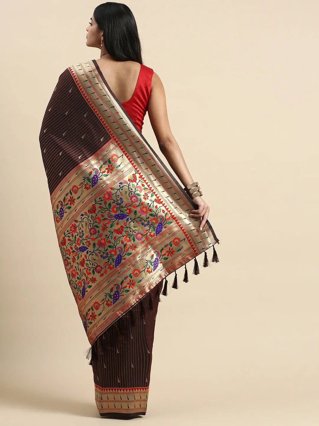 Yevla Paithani Minakari Silk Saree