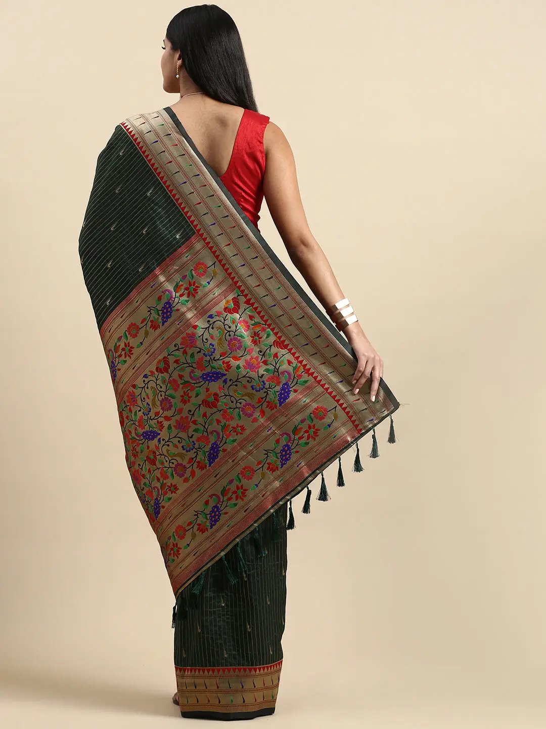 Yevla Paithani Minakari Silk Saree