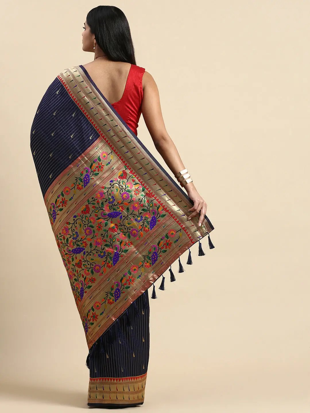 Yevla Paithani Minakari Silk Saree
