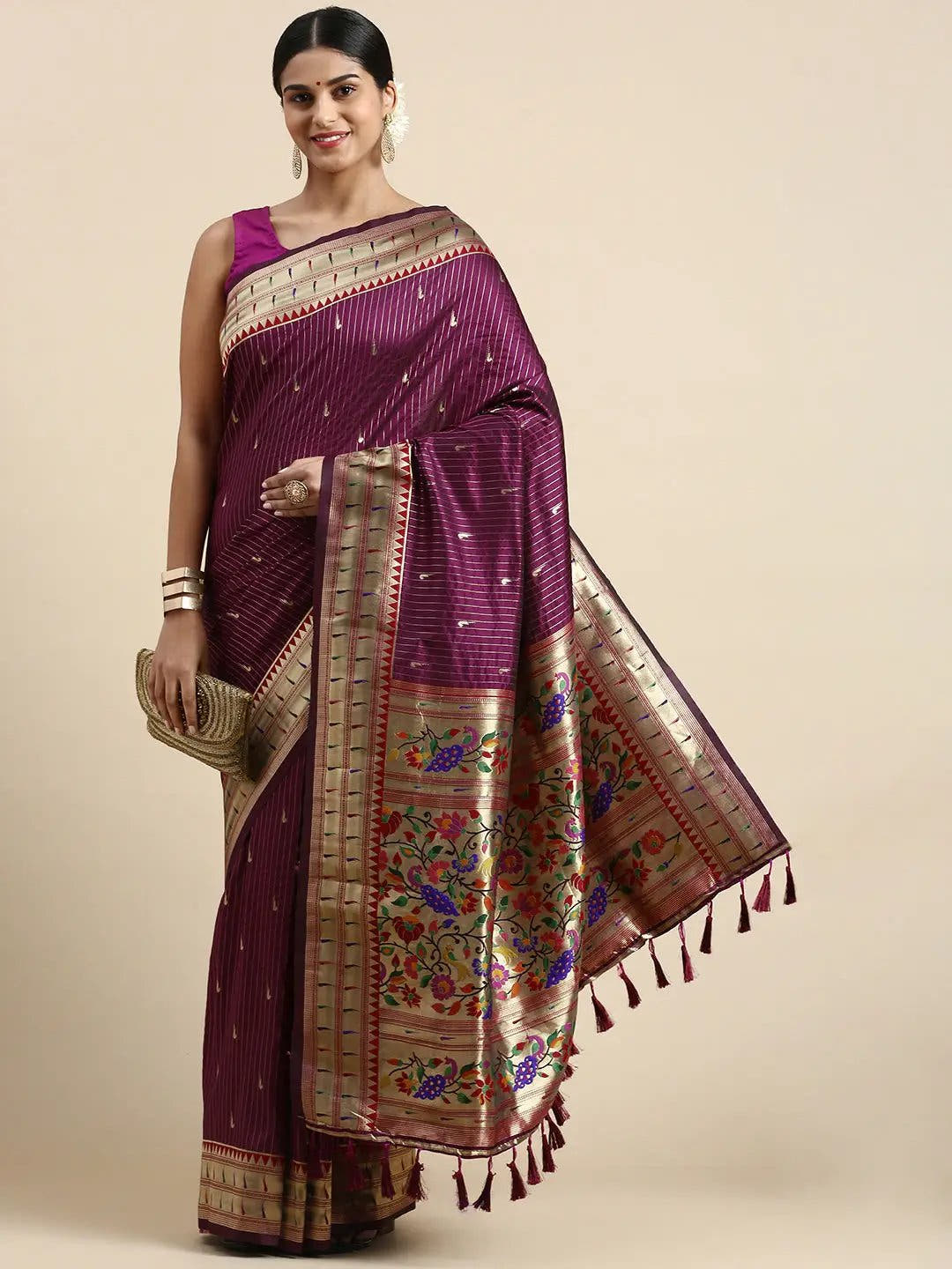 Yevla Paithani Minakari Silk Saree