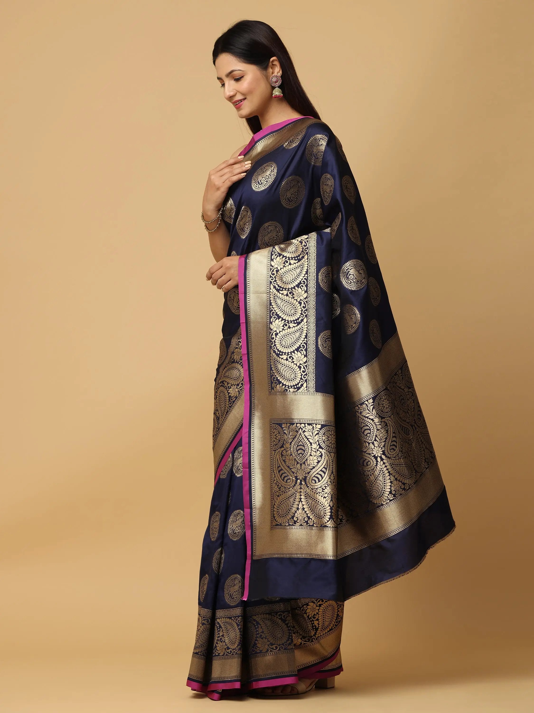 Pure Banarasi Katan Silk Kanchi Zari Weaving Saree