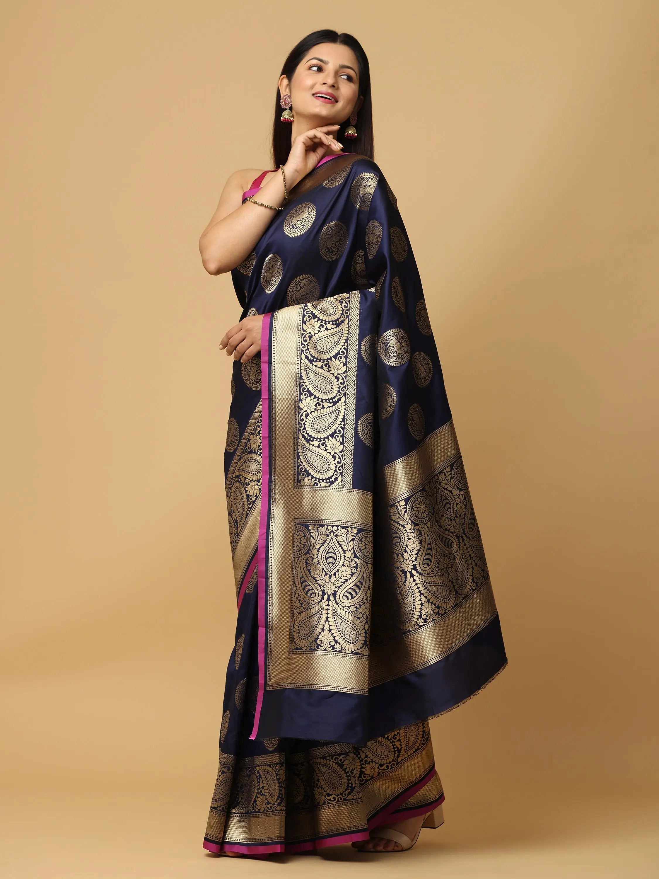Pure Banarasi Katan Silk Kanchi Zari Weaving Saree