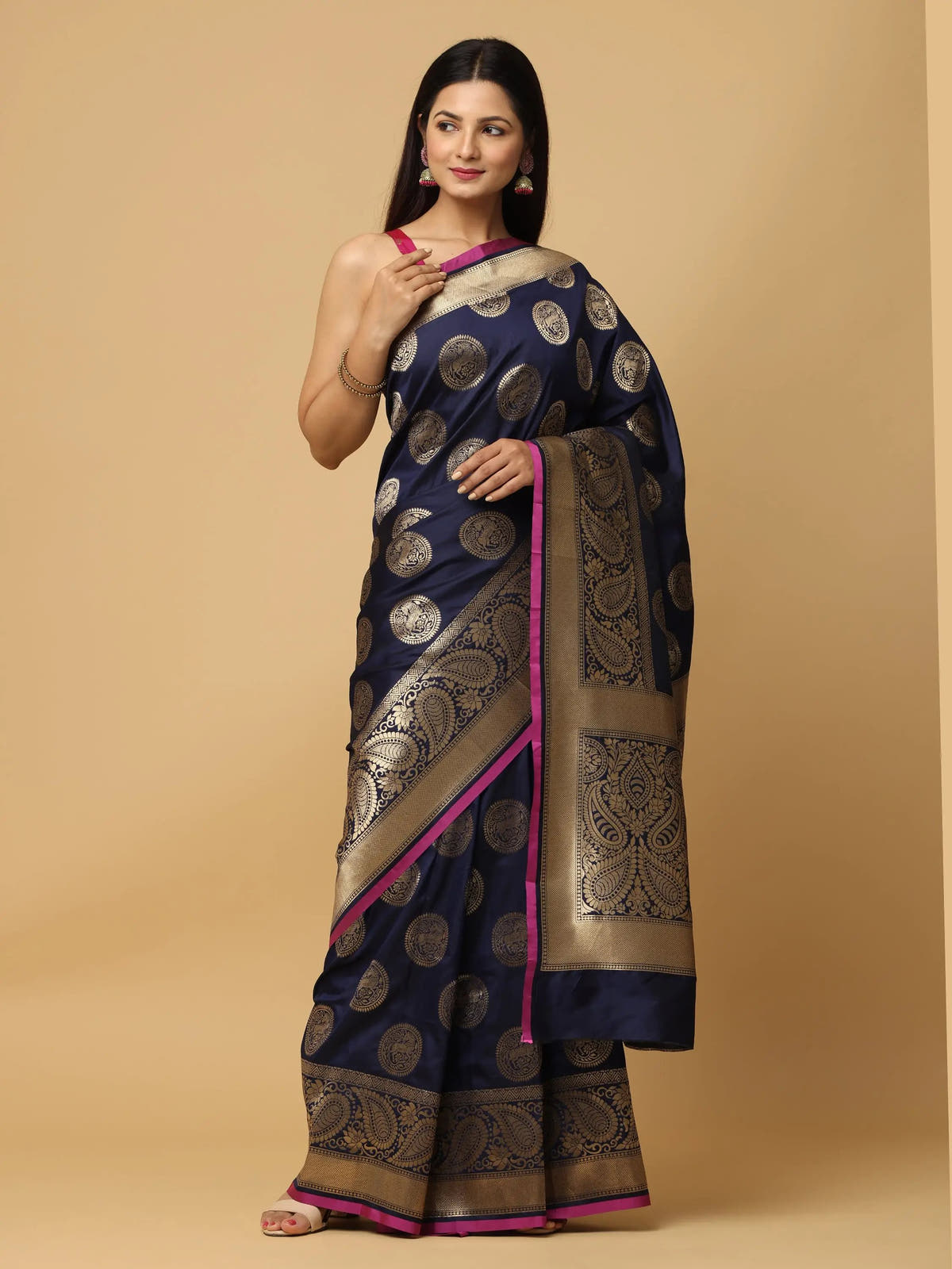 Pure Banarasi Katan Silk Kanchi Zari Weaving Saree