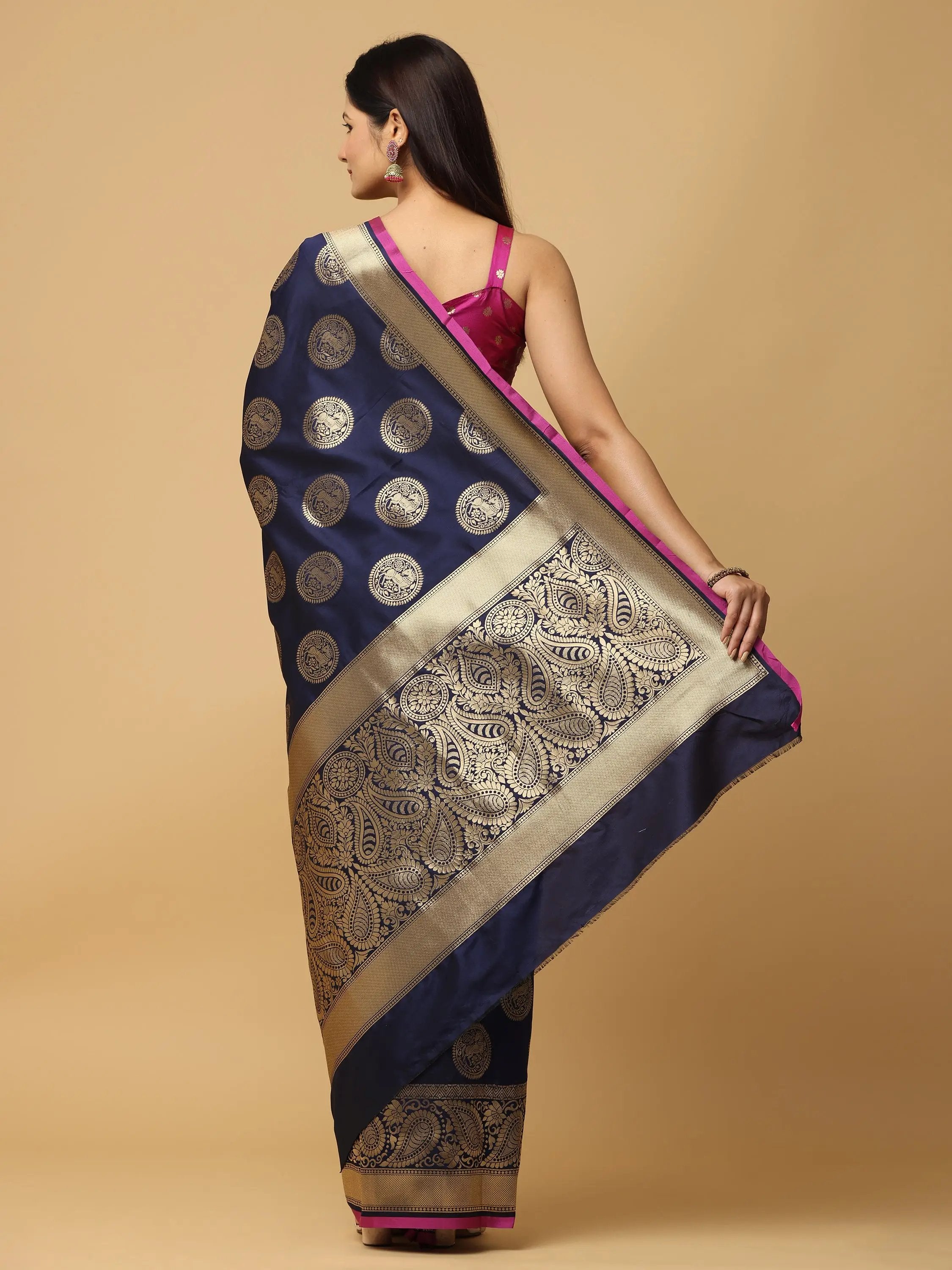 Pure Banarasi Katan Silk Kanchi Zari Weaving Saree