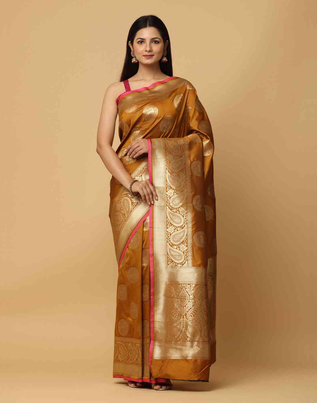 Pure Banarasi Katan Silk Kanchi Zari Weaving Saree