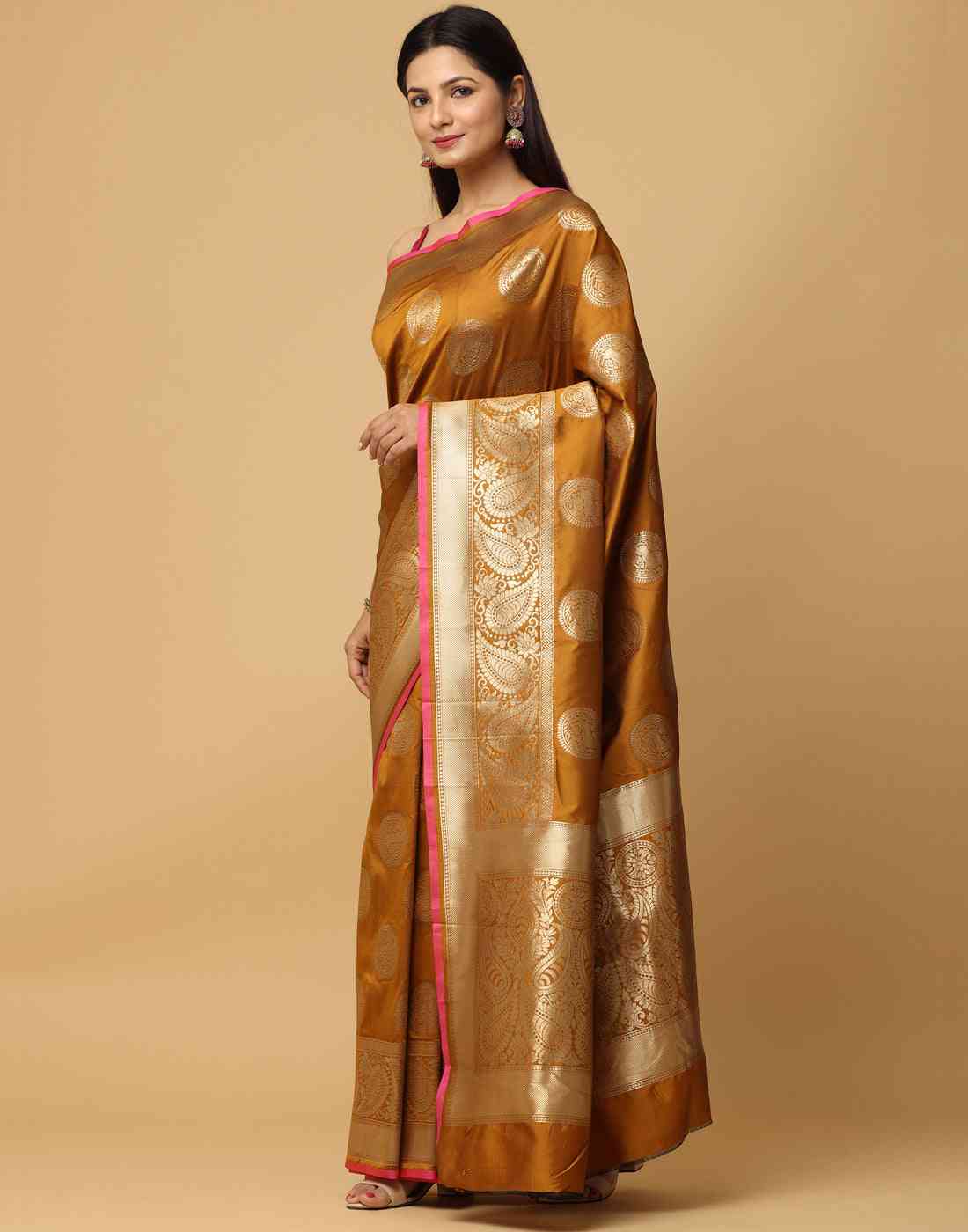 Pure Banarasi Katan Silk Kanchi Zari Weaving Saree
