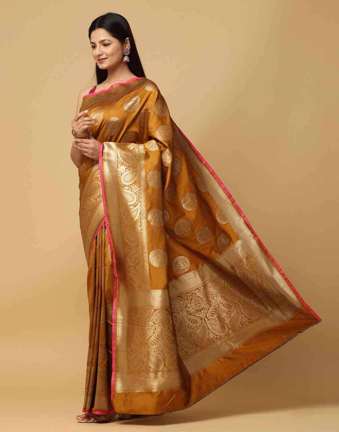 Pure Banarasi Katan Silk Kanchi Zari Weaving Saree