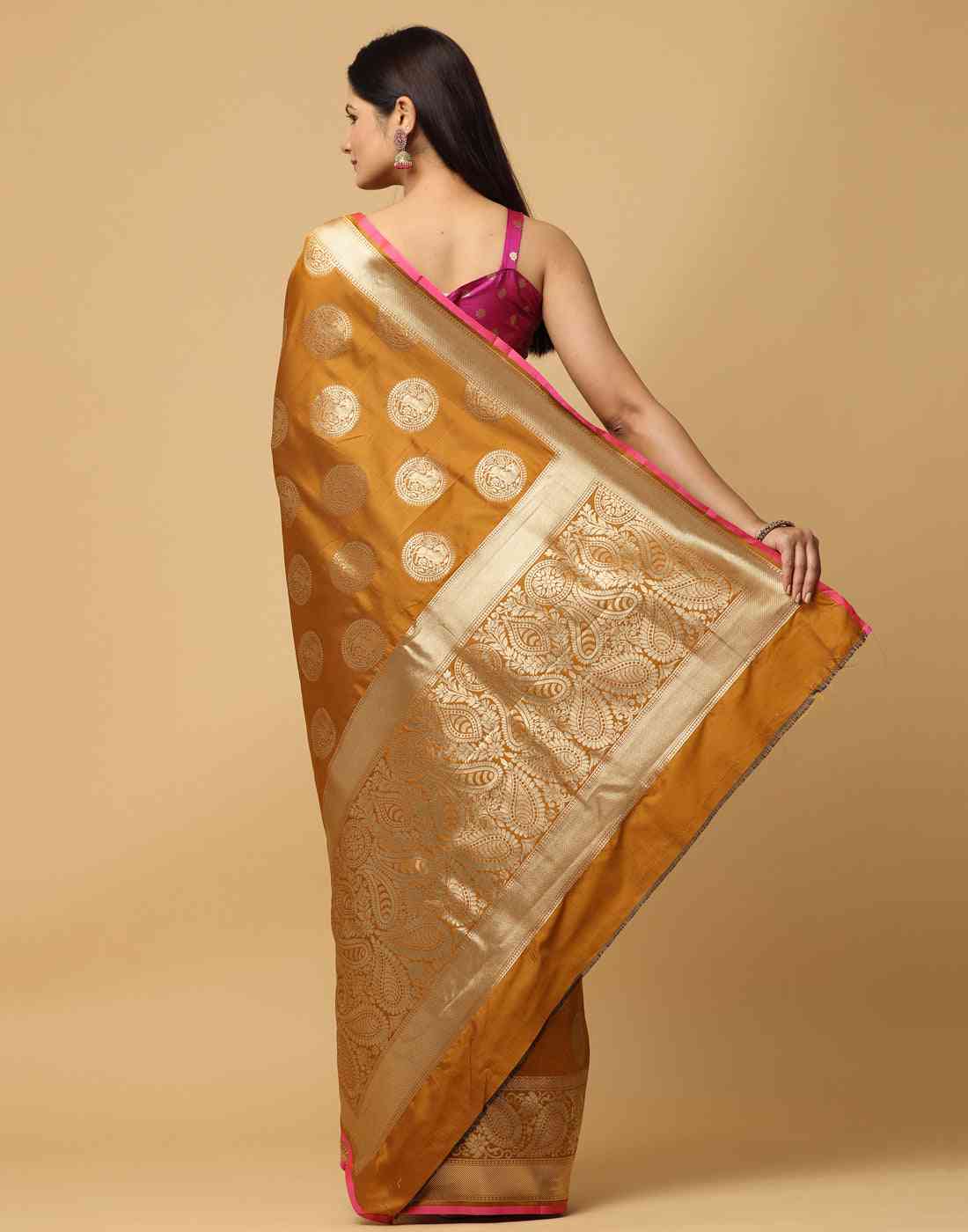 Pure Banarasi Katan Silk Kanchi Zari Weaving Saree