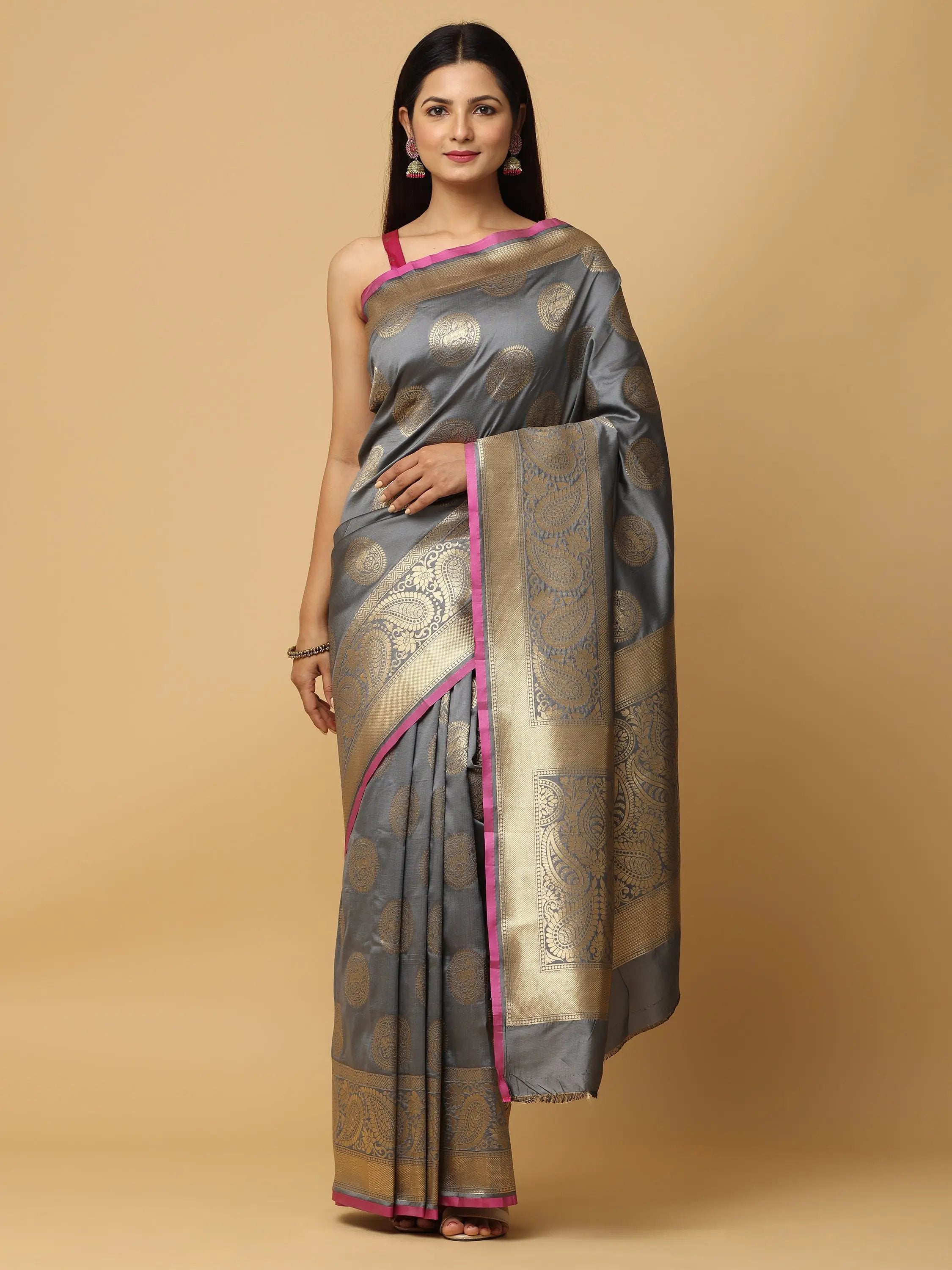 Pure Banarasi Katan Silk Kanchi Zari Weaving Saree