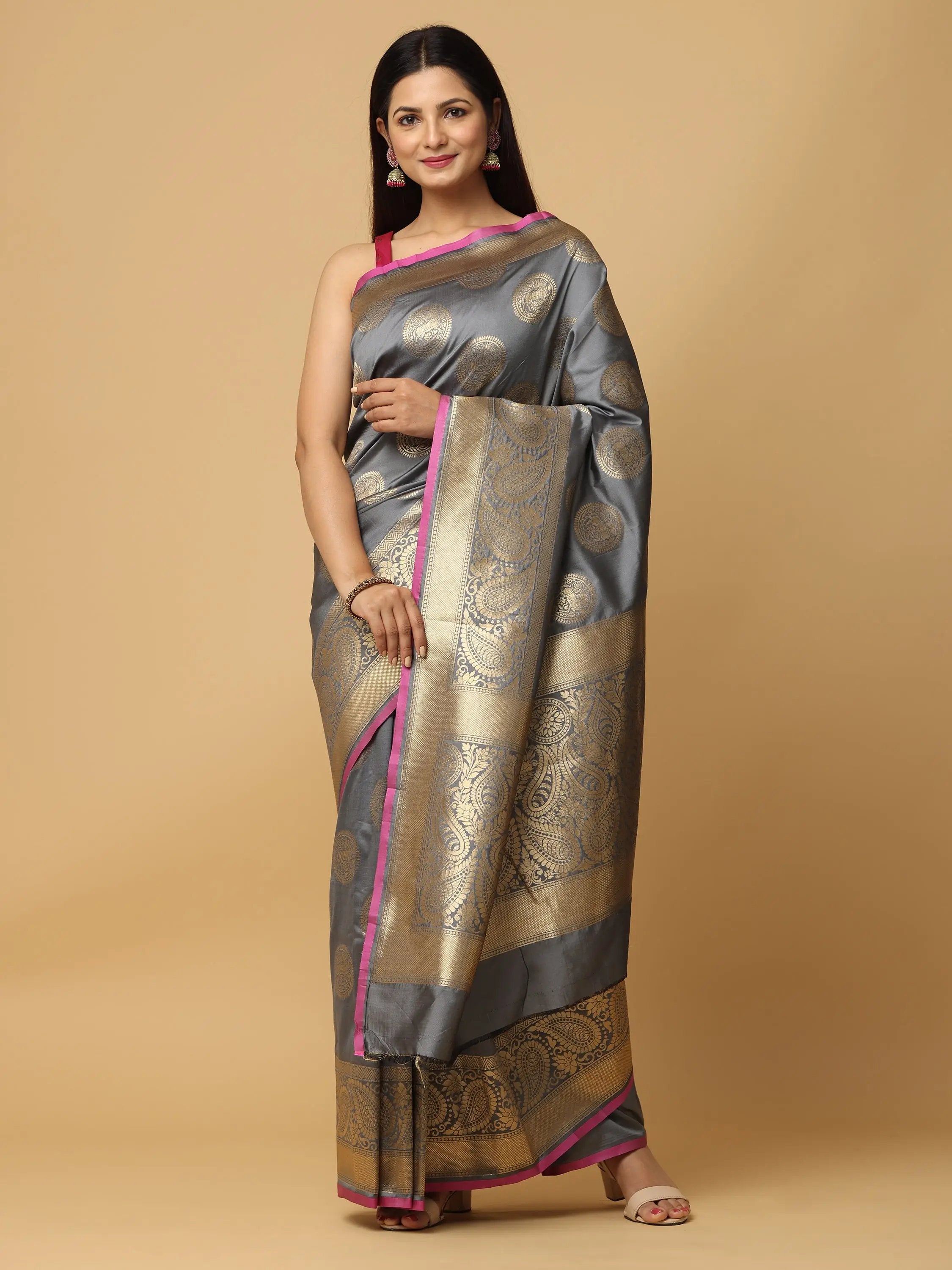 Pure Banarasi Katan Silk Kanchi Zari Weaving Saree