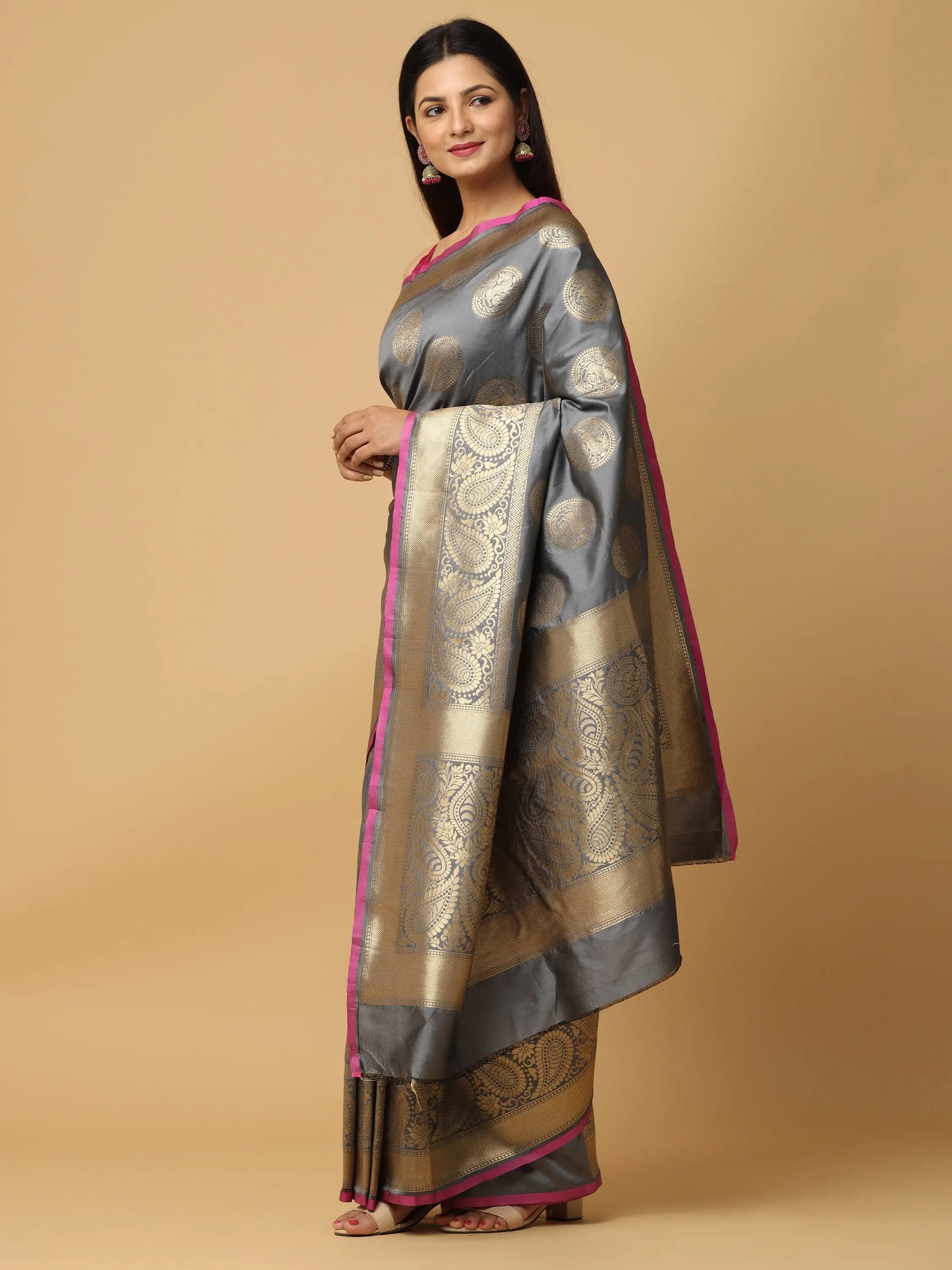 Pure Banarasi Katan Silk Kanchi Zari Weaving Saree