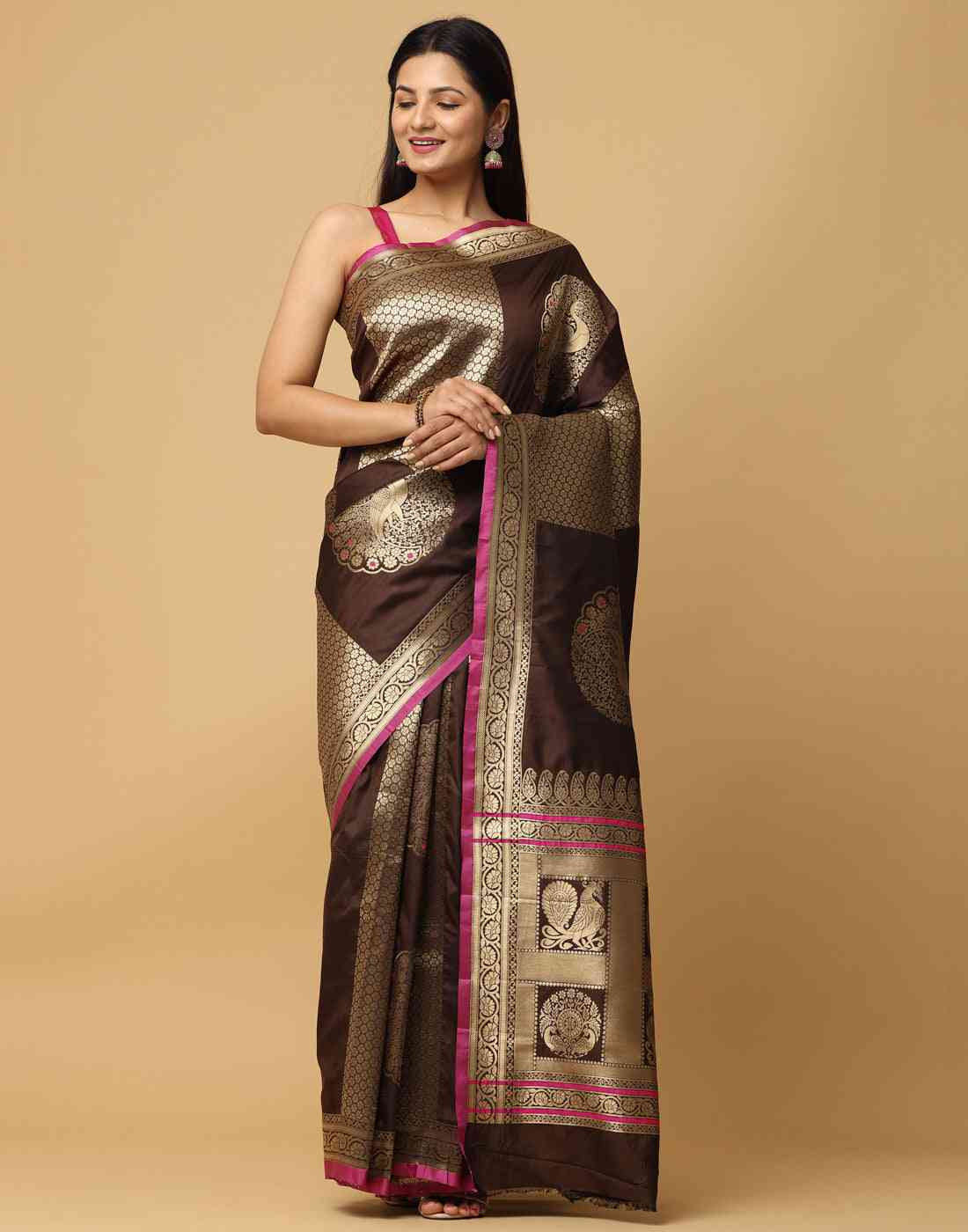Pure Banarasi Katan Silk Kanchi Zari Weaving Saree