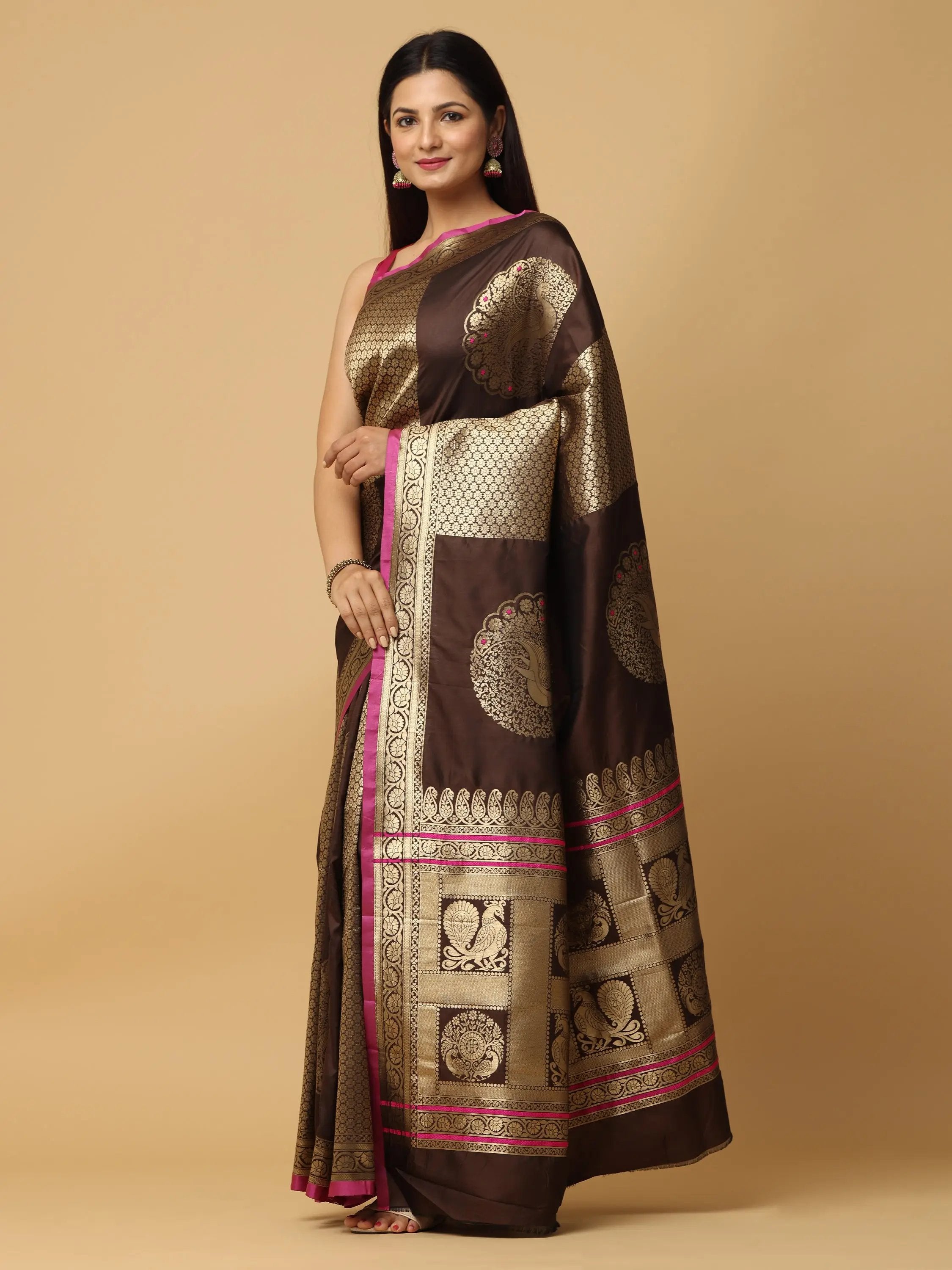 Pure Banarasi Katan Silk Kanchi Zari Weaving Saree