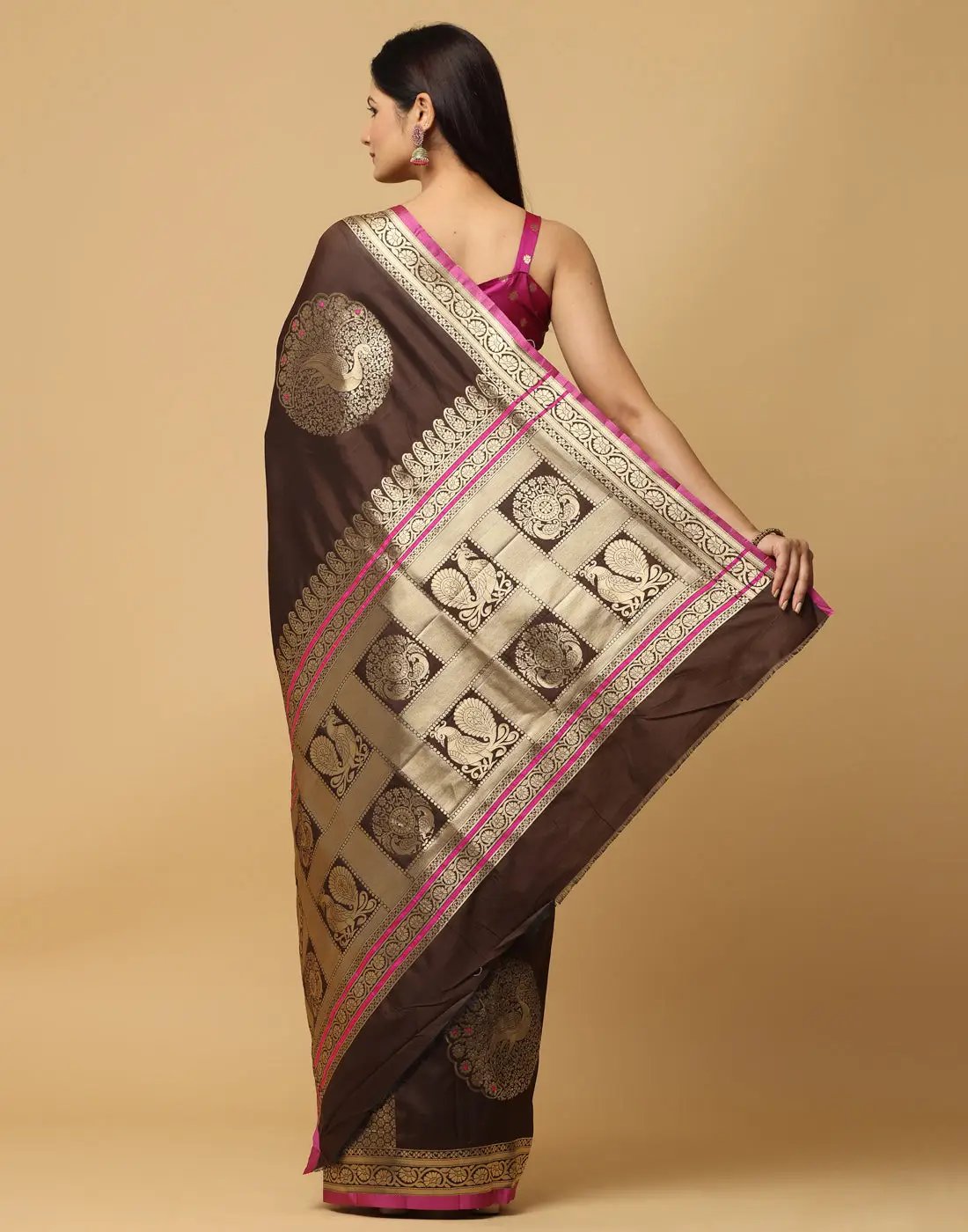 Pure Banarasi Katan Silk Kanchi Zari Weaving Saree