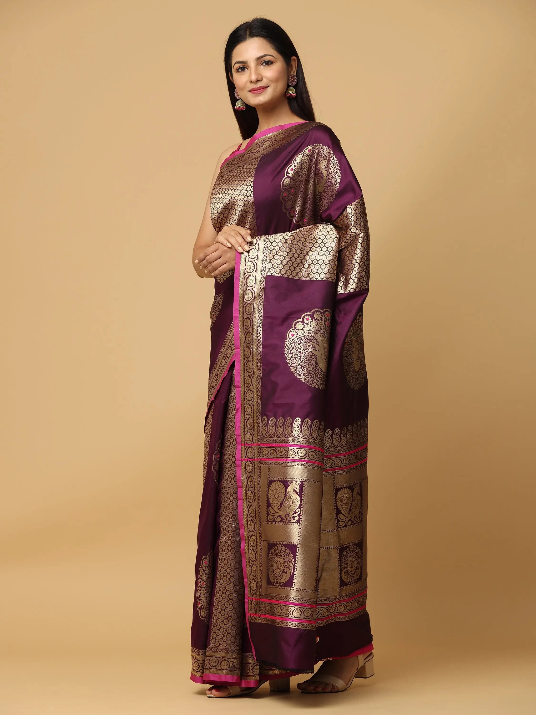 Pure Banarasi Katan Silk Kanchi Zari Weaving Saree