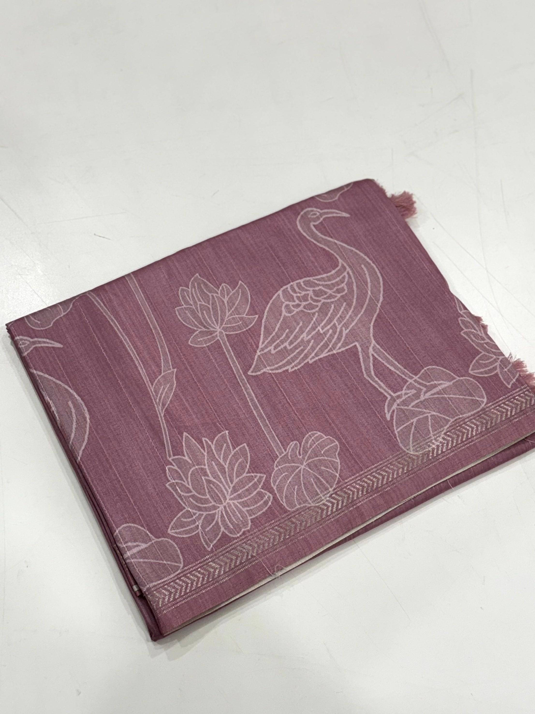 Tussar Ghicha Silk Floral Patchwork Saree