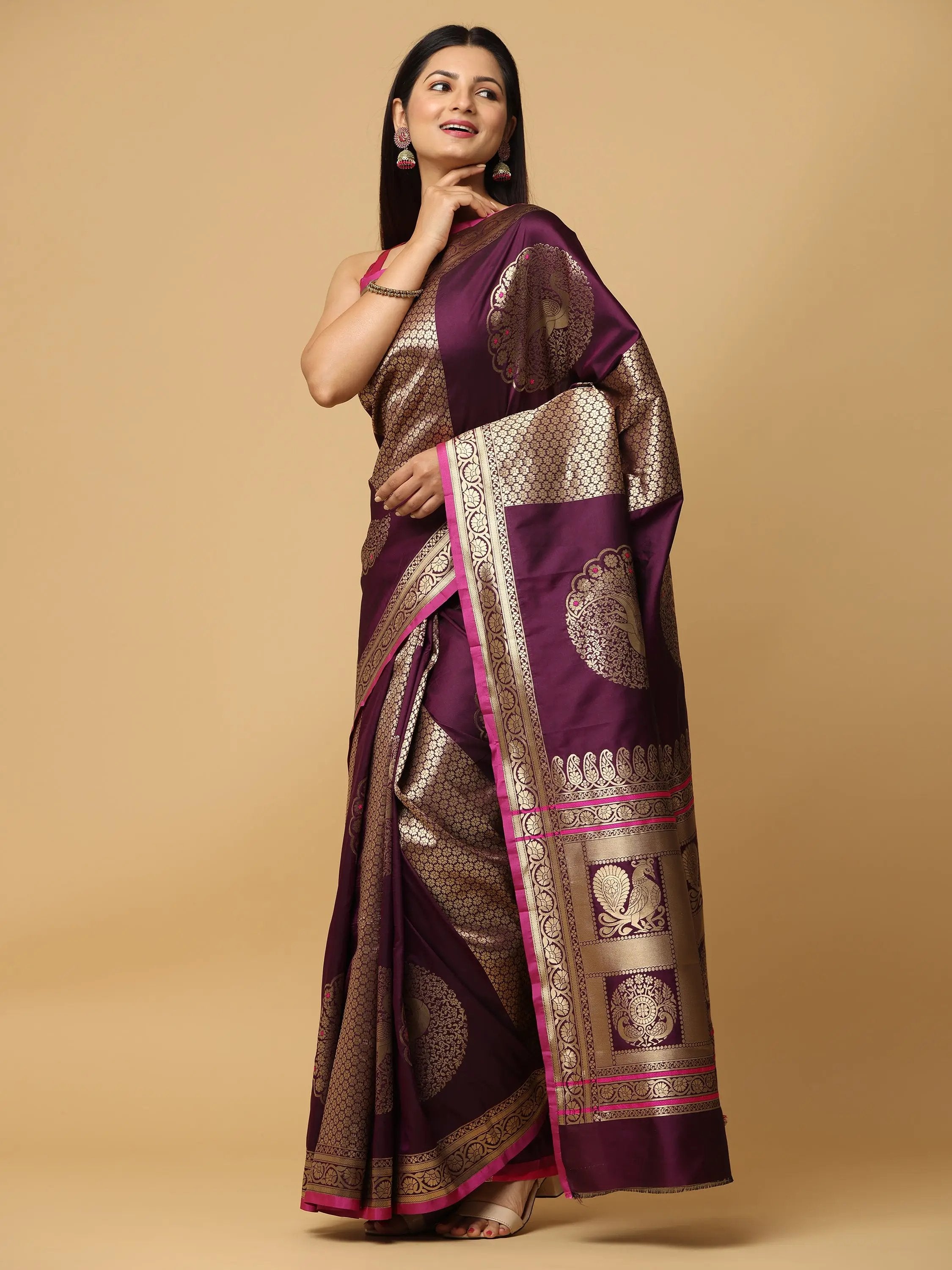 Pure Banarasi Katan Silk Kanchi Zari Weaving Saree