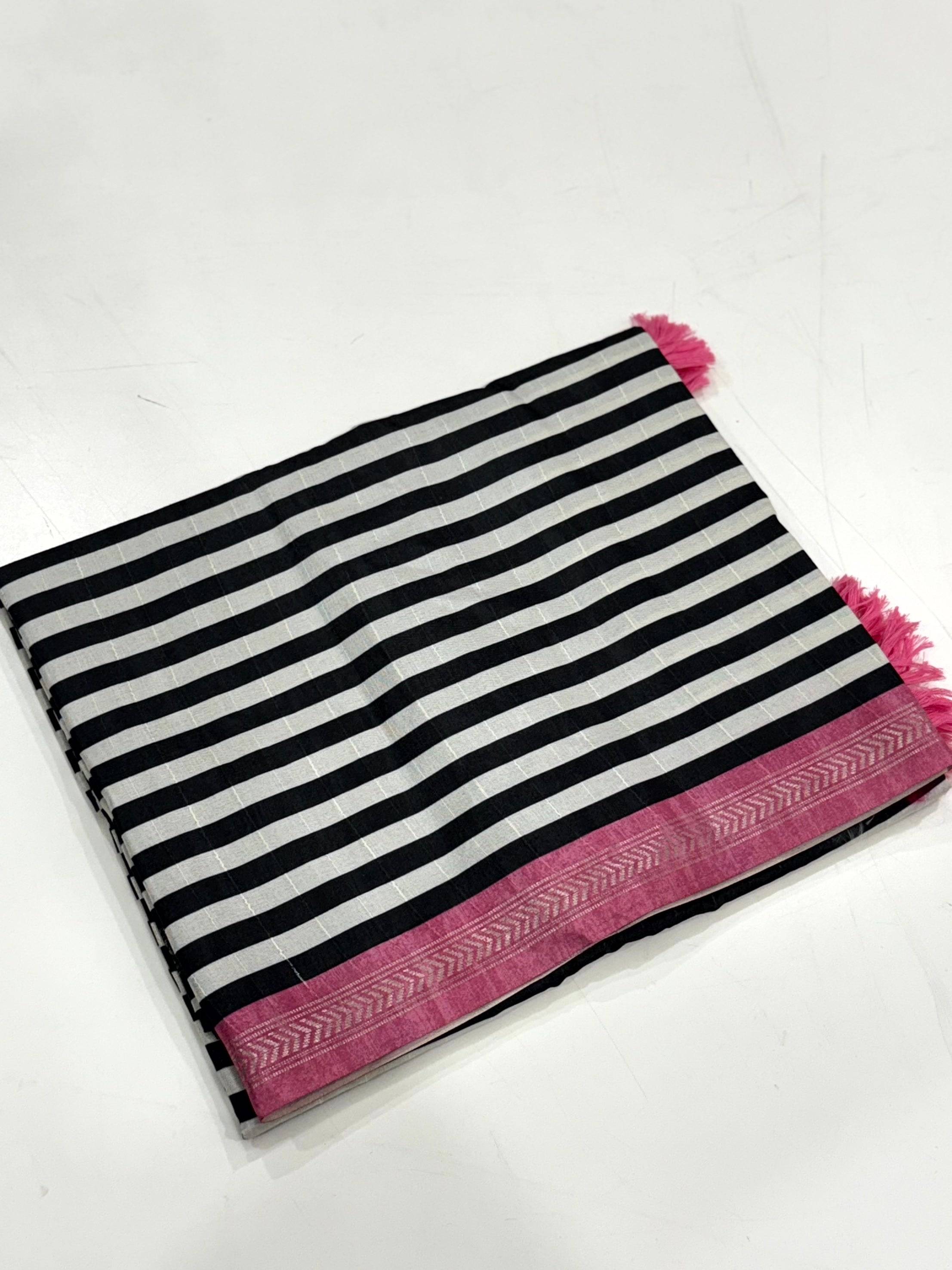 Tussar Ghicha Silk Striped Printed Saree
