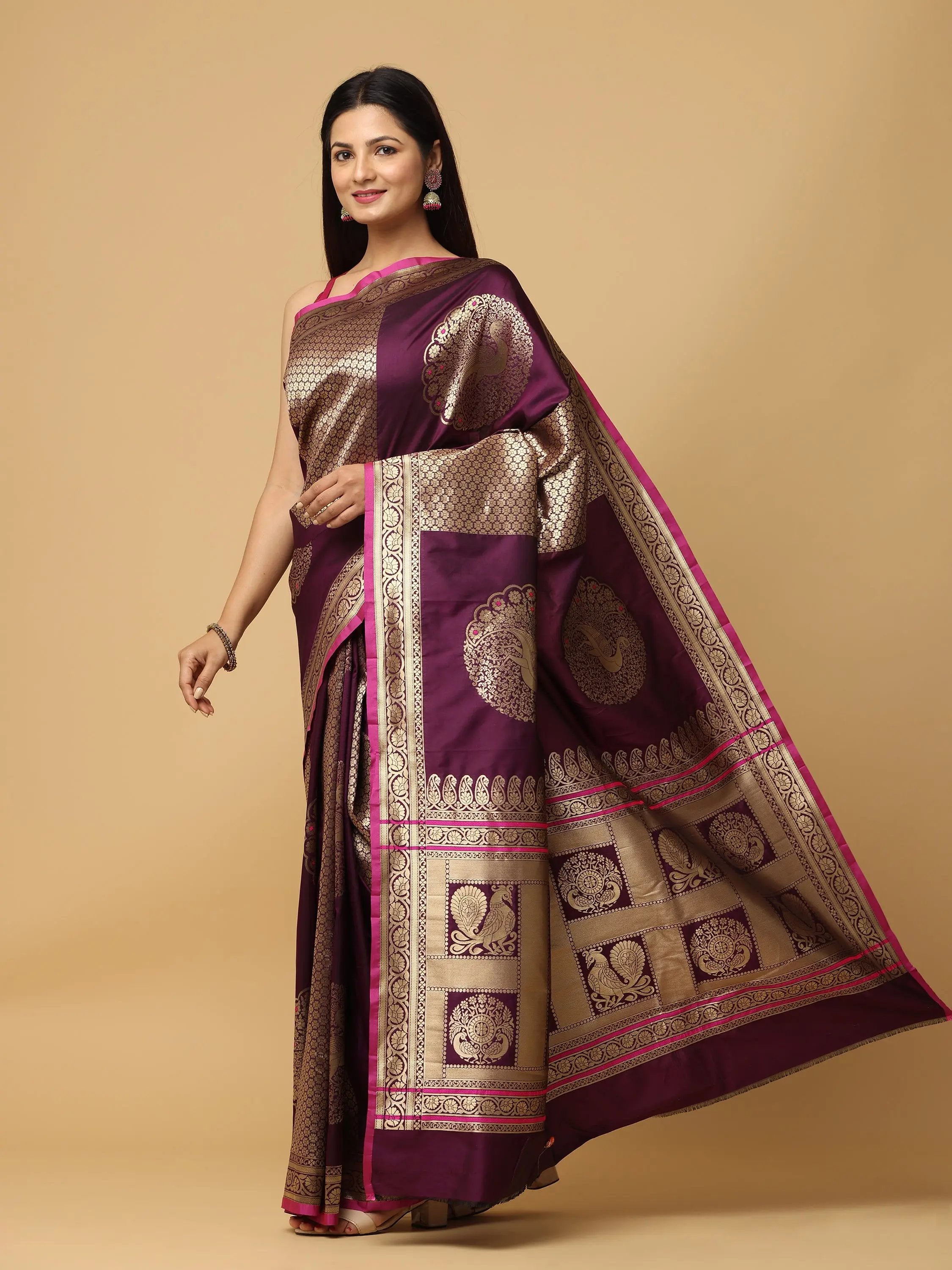 Pure Banarasi Katan Silk Kanchi Zari Weaving Saree