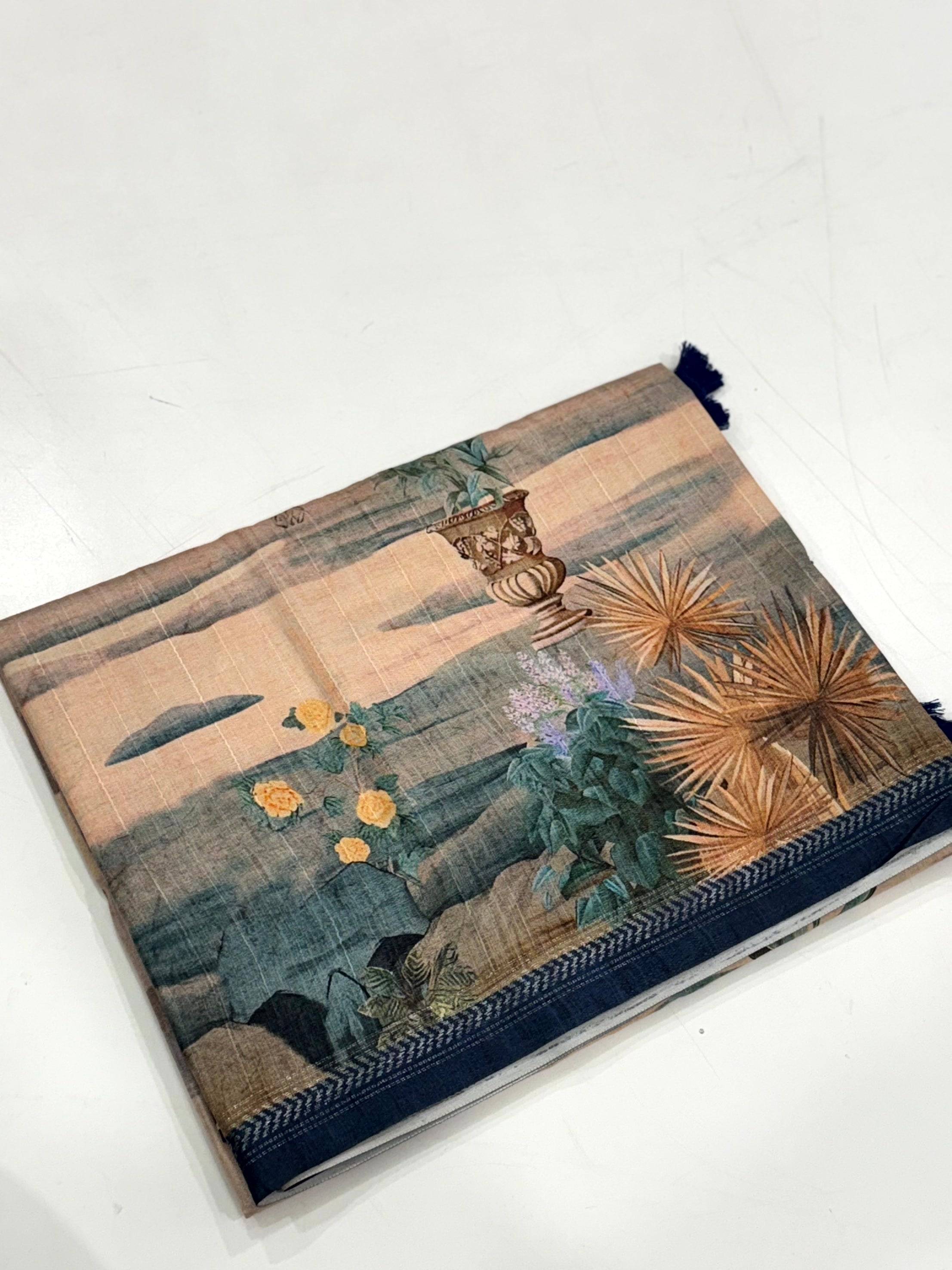 Artistry Tussar Ghicha Silk Art Work Saree