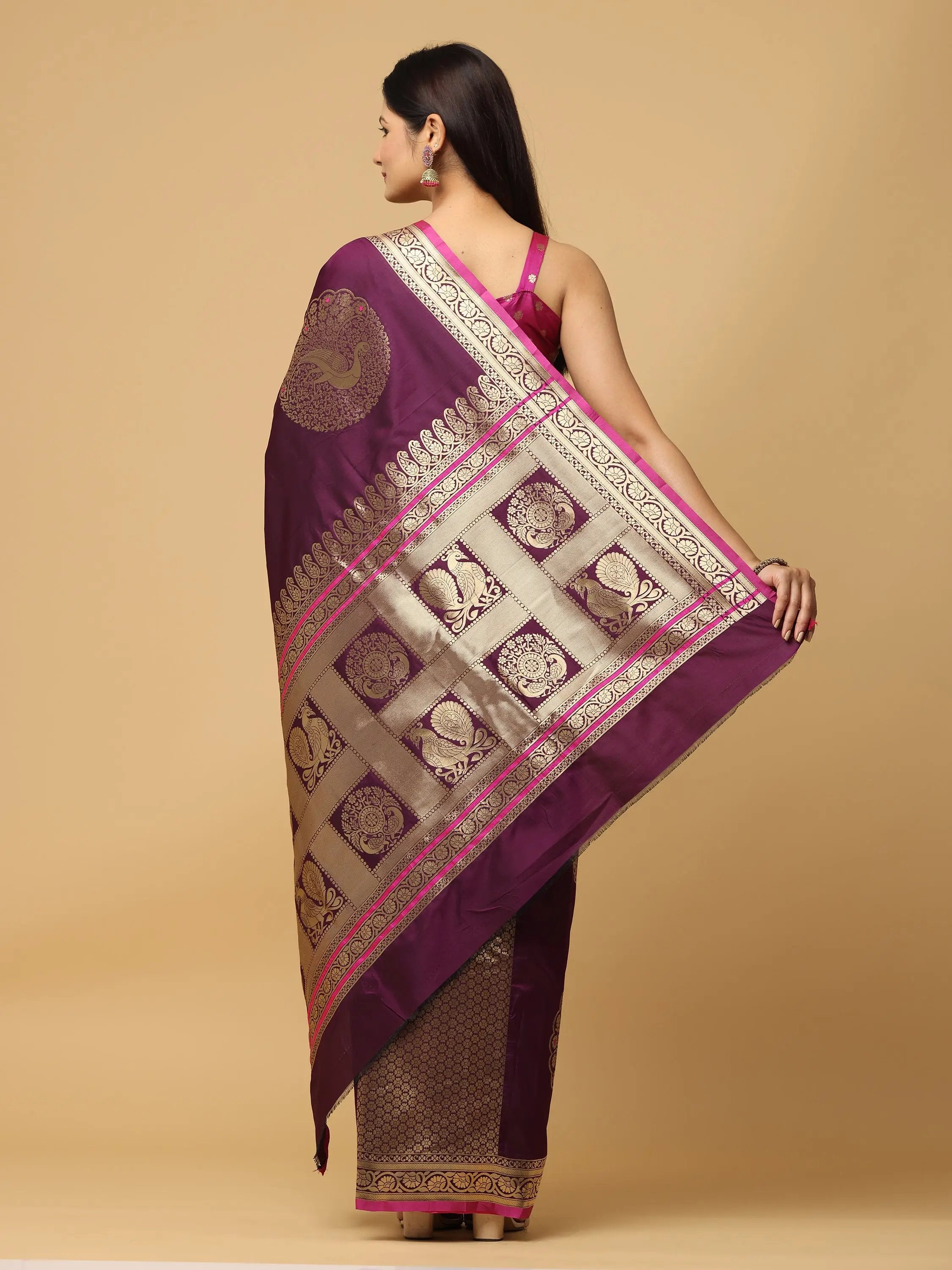 Pure Banarasi Katan Silk Kanchi Zari Weaving Saree