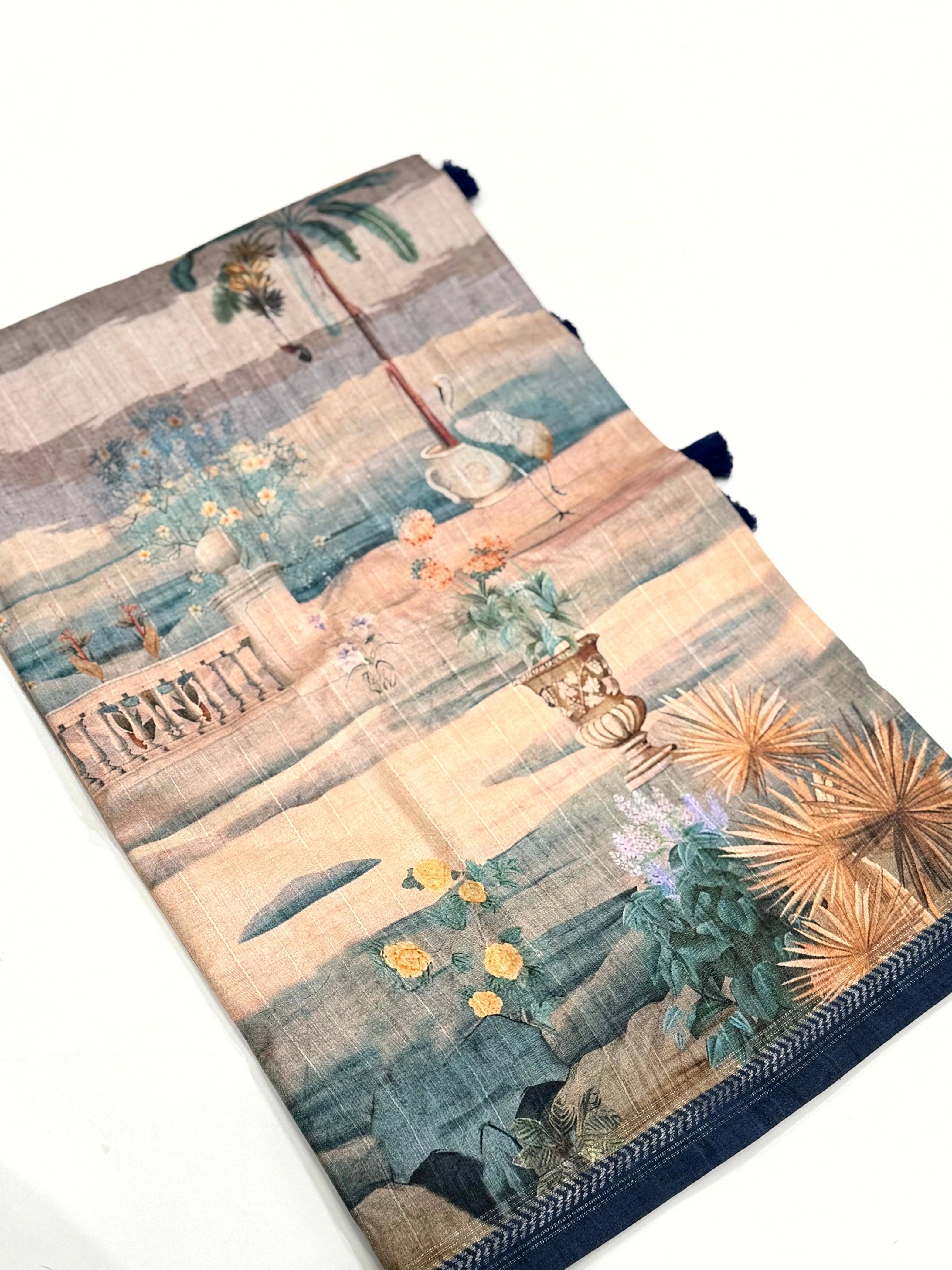 Artistry Tussar Ghicha Silk Art Work Saree
