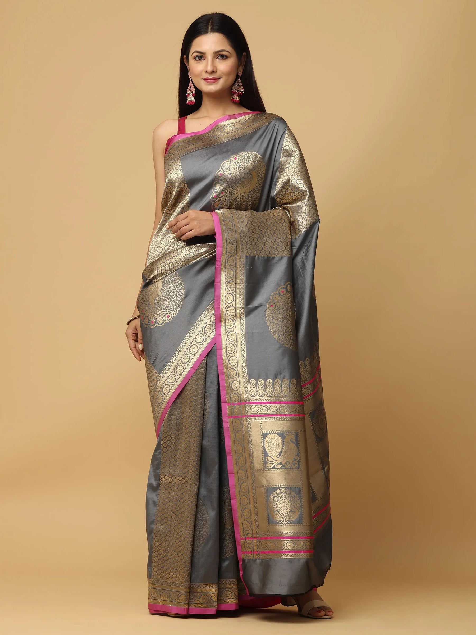 Pure Banarasi Katan Silk Kanchi Zari Weaving Saree