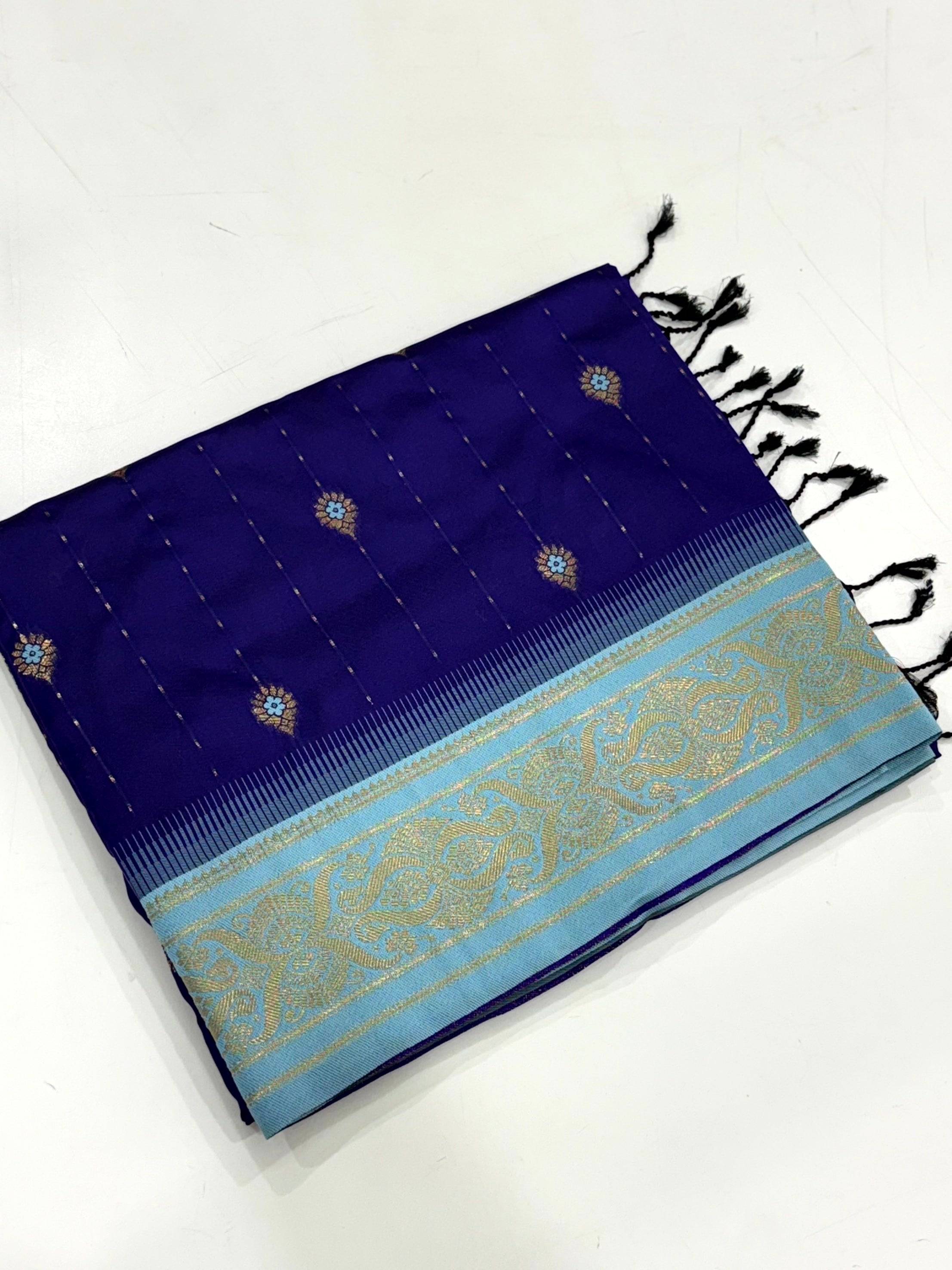 Traditional Purple Gadwal Soft Silk Saree