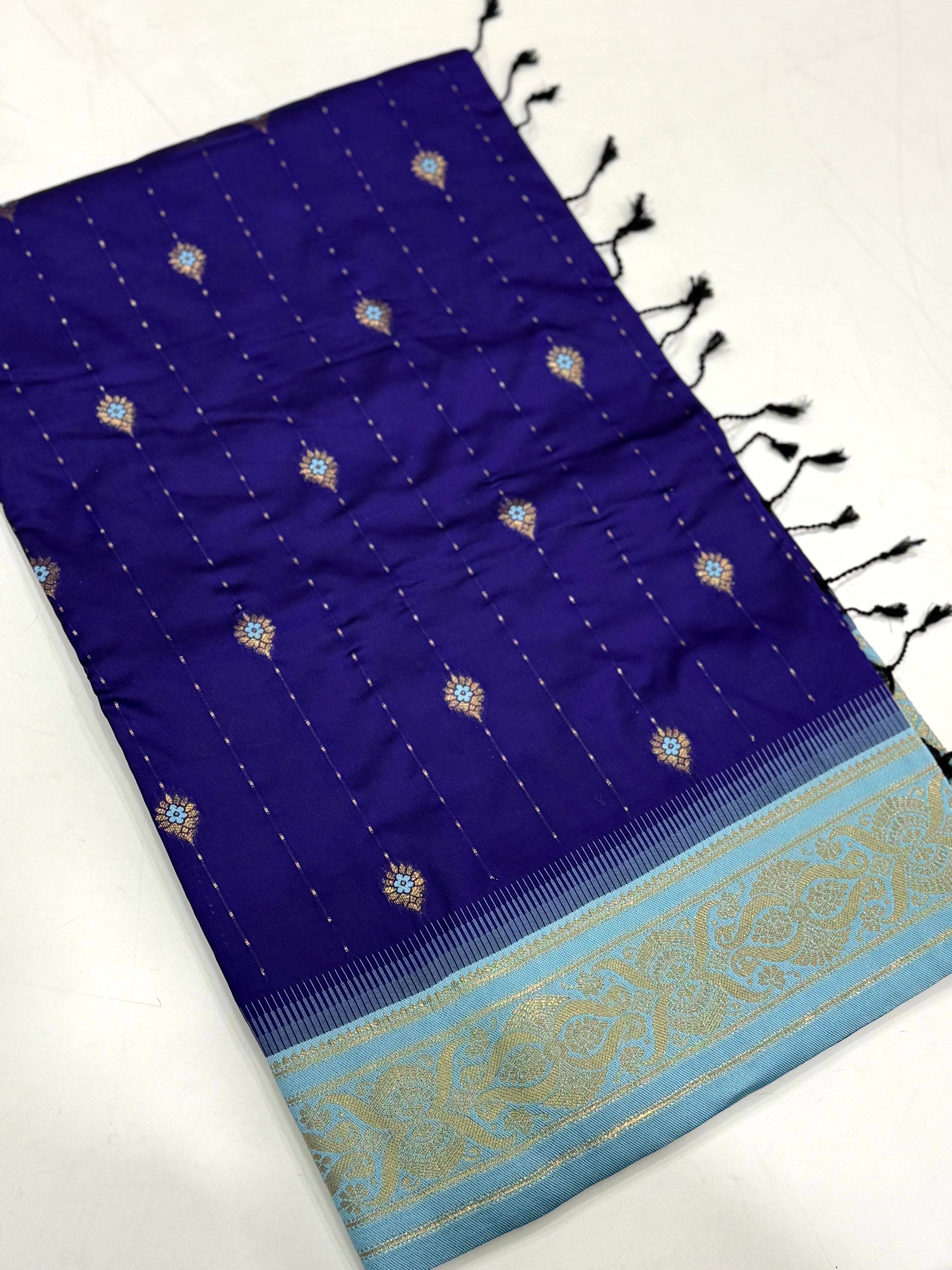 Traditional Purple Gadwal Soft Silk Saree